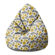 Puf Pearshape Painted Yellow Flowers-M-Oxford
