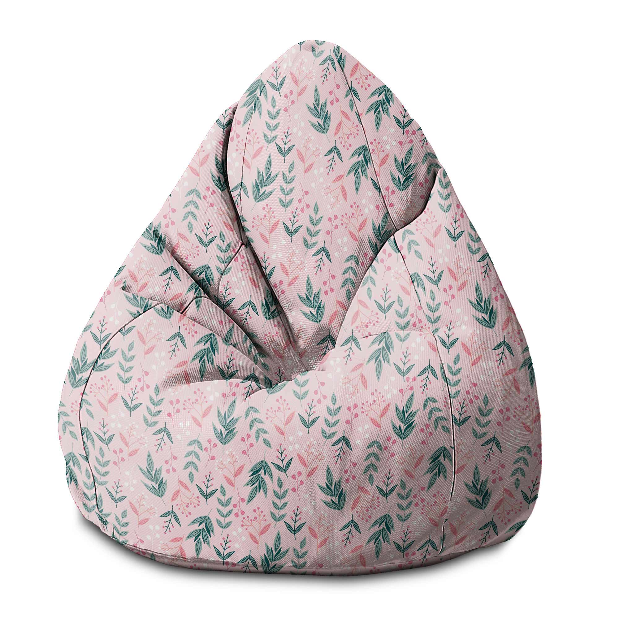 Pearshape Pouf Sweet Leaves Pattern-S-Oxford