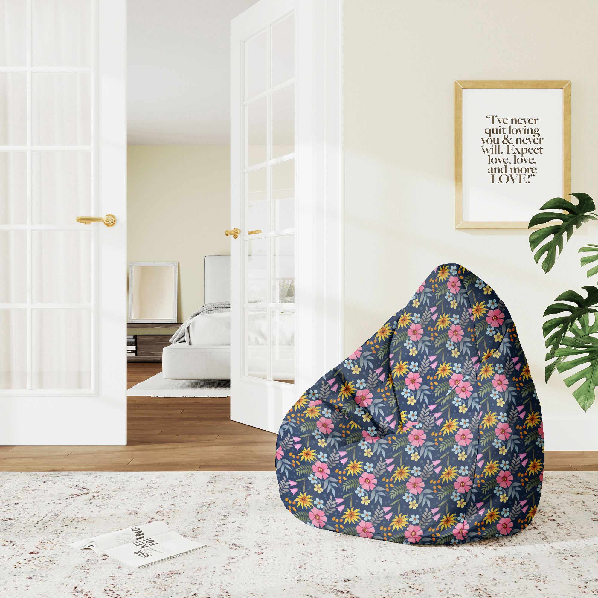 Pearshape Pouf Spring Flowers-S-Oxford