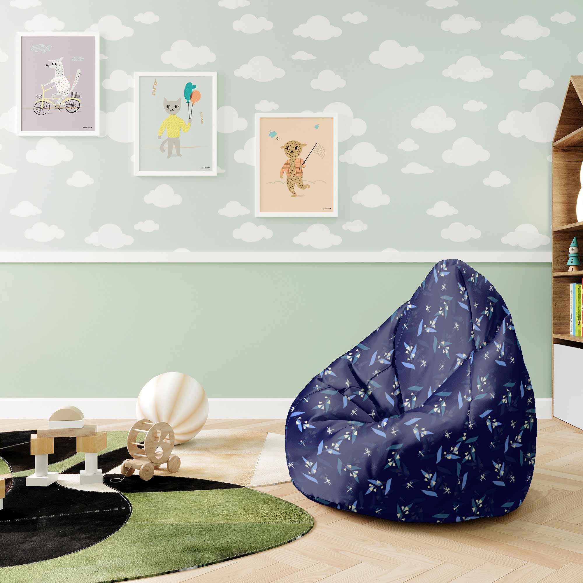 Puf Pearshape Moon Flowers-S-Oxford