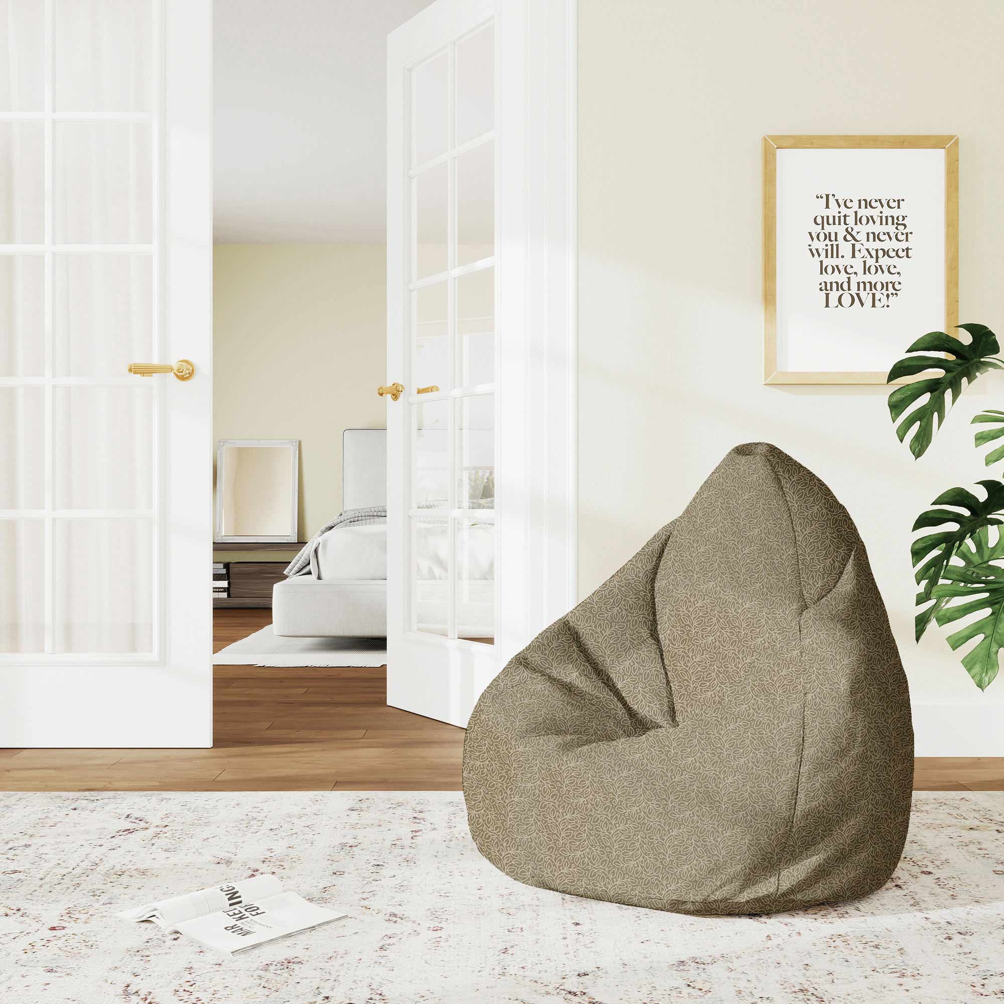 Pearshape Pouf More Leaves Beige-M-Oxford