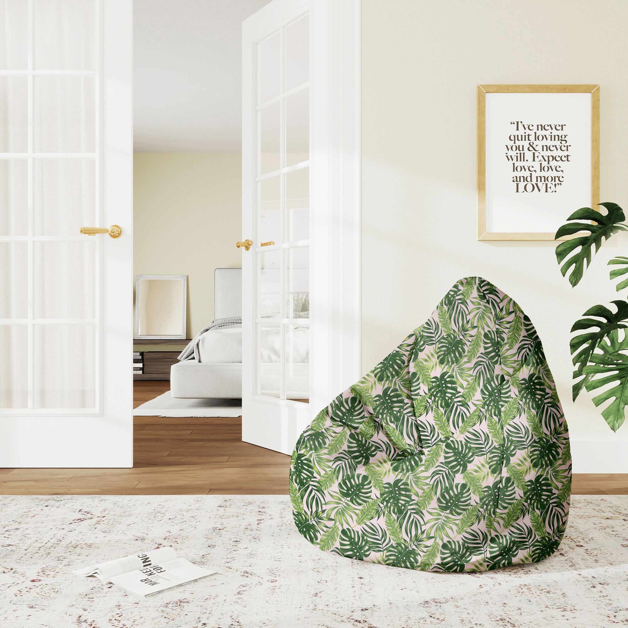 Puf Pearshape Tropical Jungle Leaves-M-Velvet