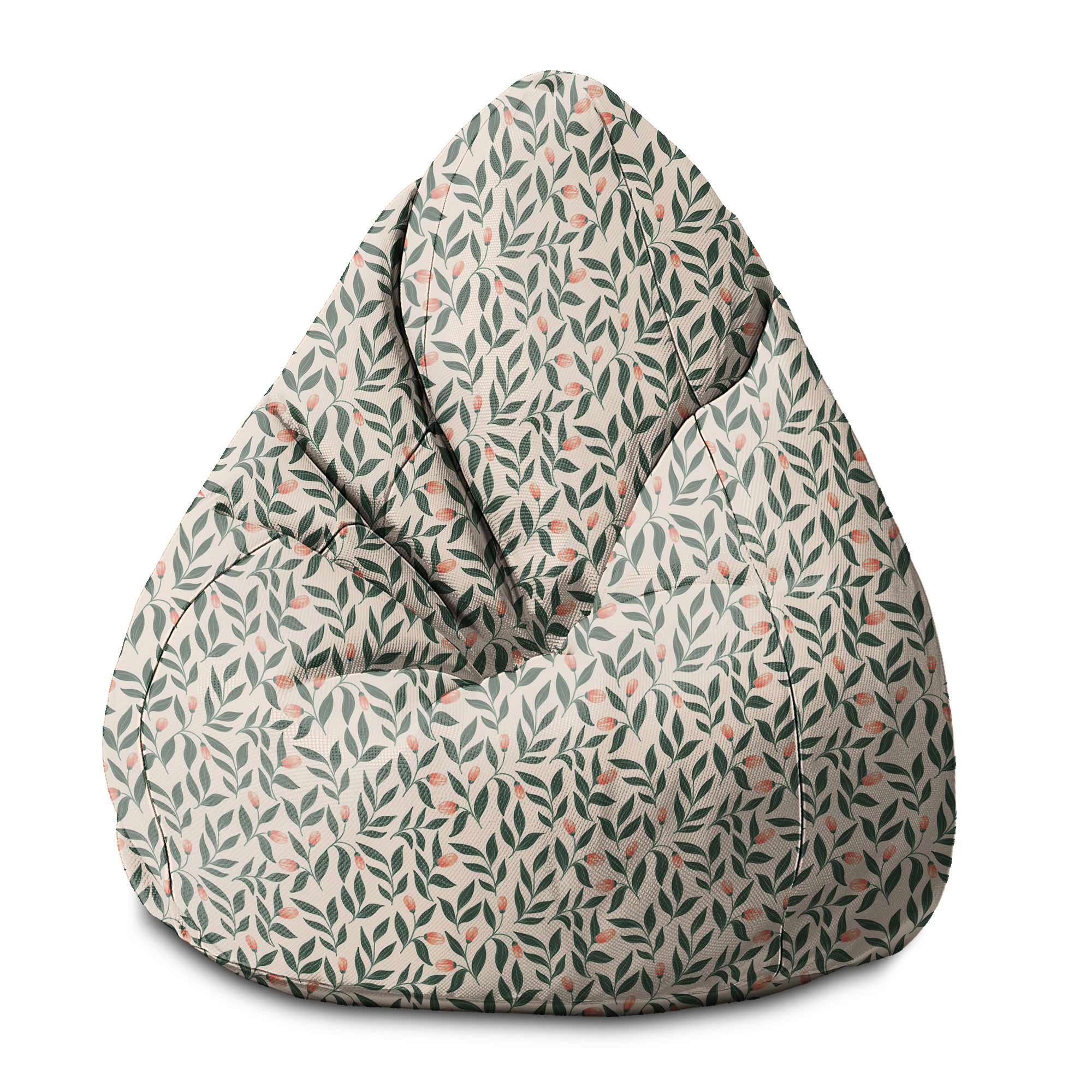 Puf Pearshape Ružový vzor bobúľ-M-Zamat