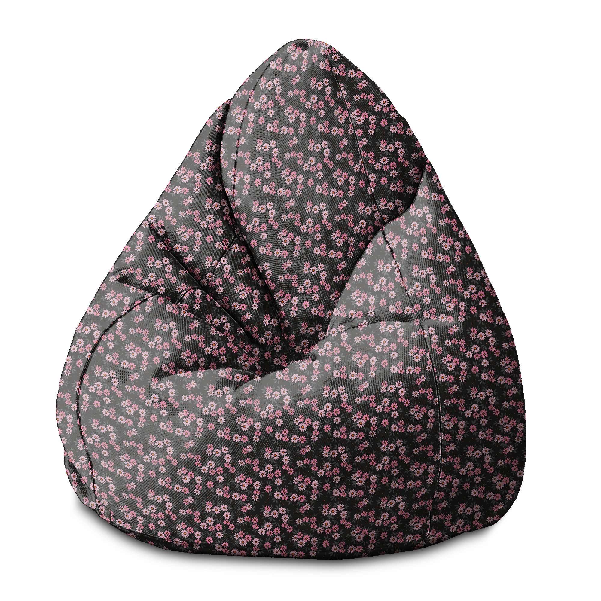 Puf Pearshape Růžový Květinový Vzor-M-Oxford