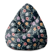 Puf Pearshape Simple Flowers na tmavě modrém sametu M