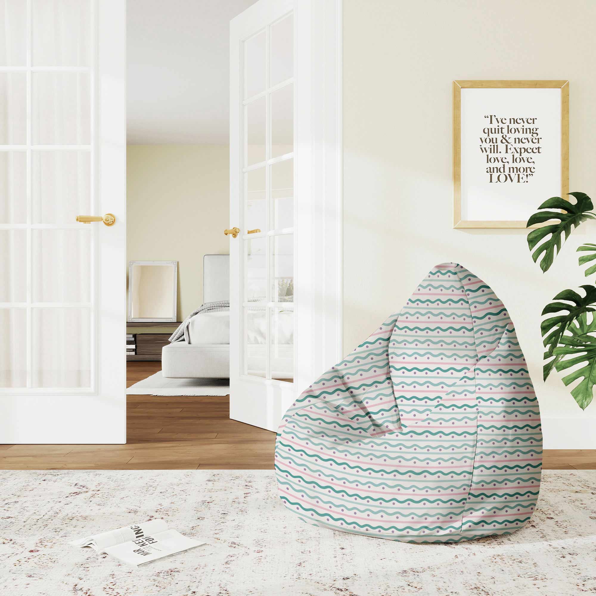Pearshape Pouf Lines and Dots-S-Oxford