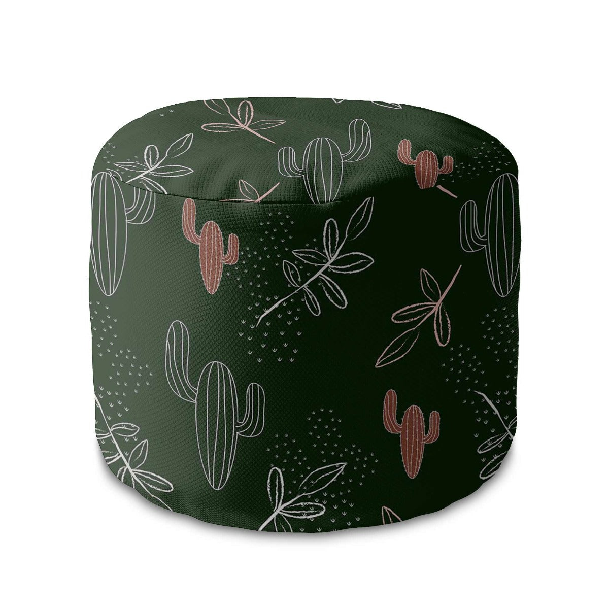 Kulatý puf podnožka Cactus Doodles