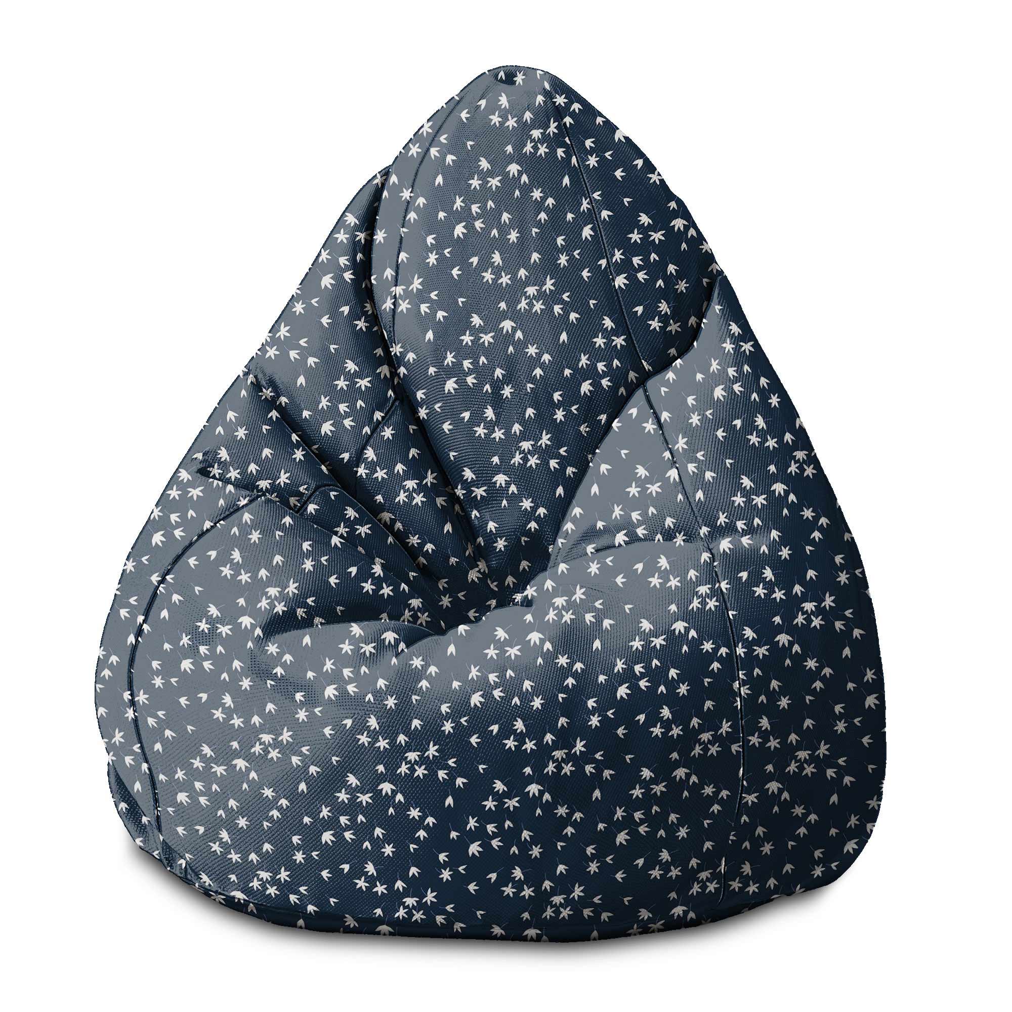 Puf Pearshape Navy Petals-S-Oxford
