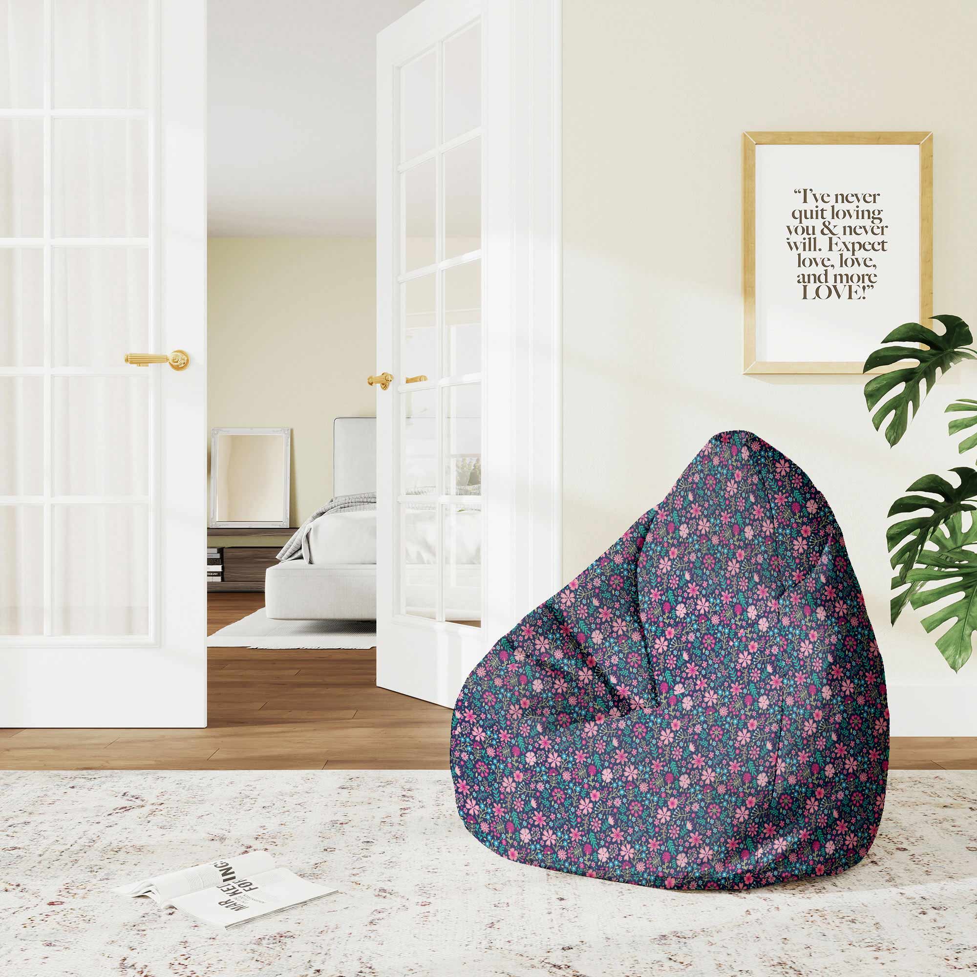 Puf Pearshape Pink Meadow-S-Oxford