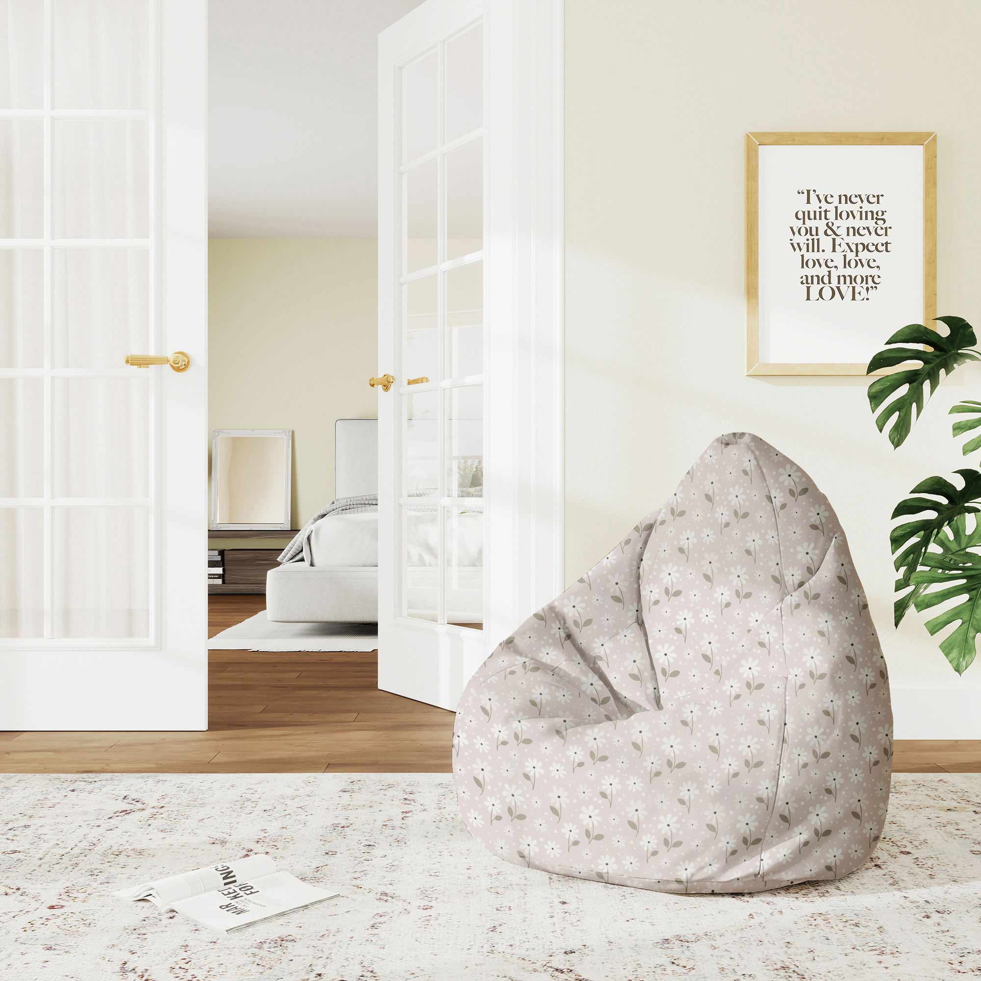 Puf Pearshape Light Flowers-S-Oxford