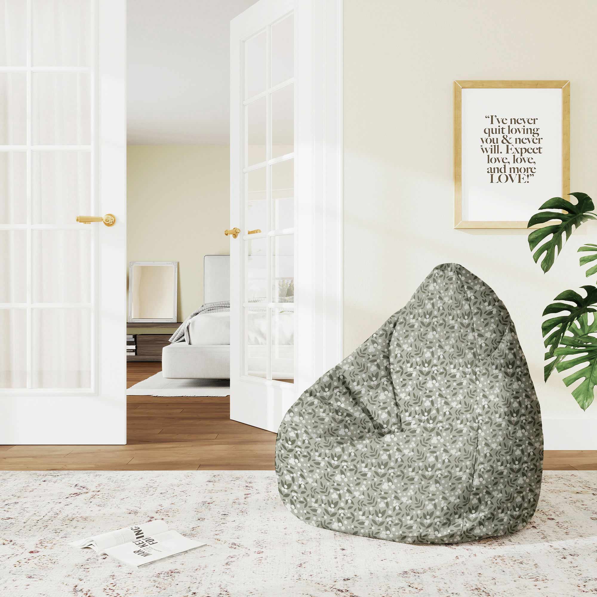 Puf Pearshape Bílé bobule na olivě