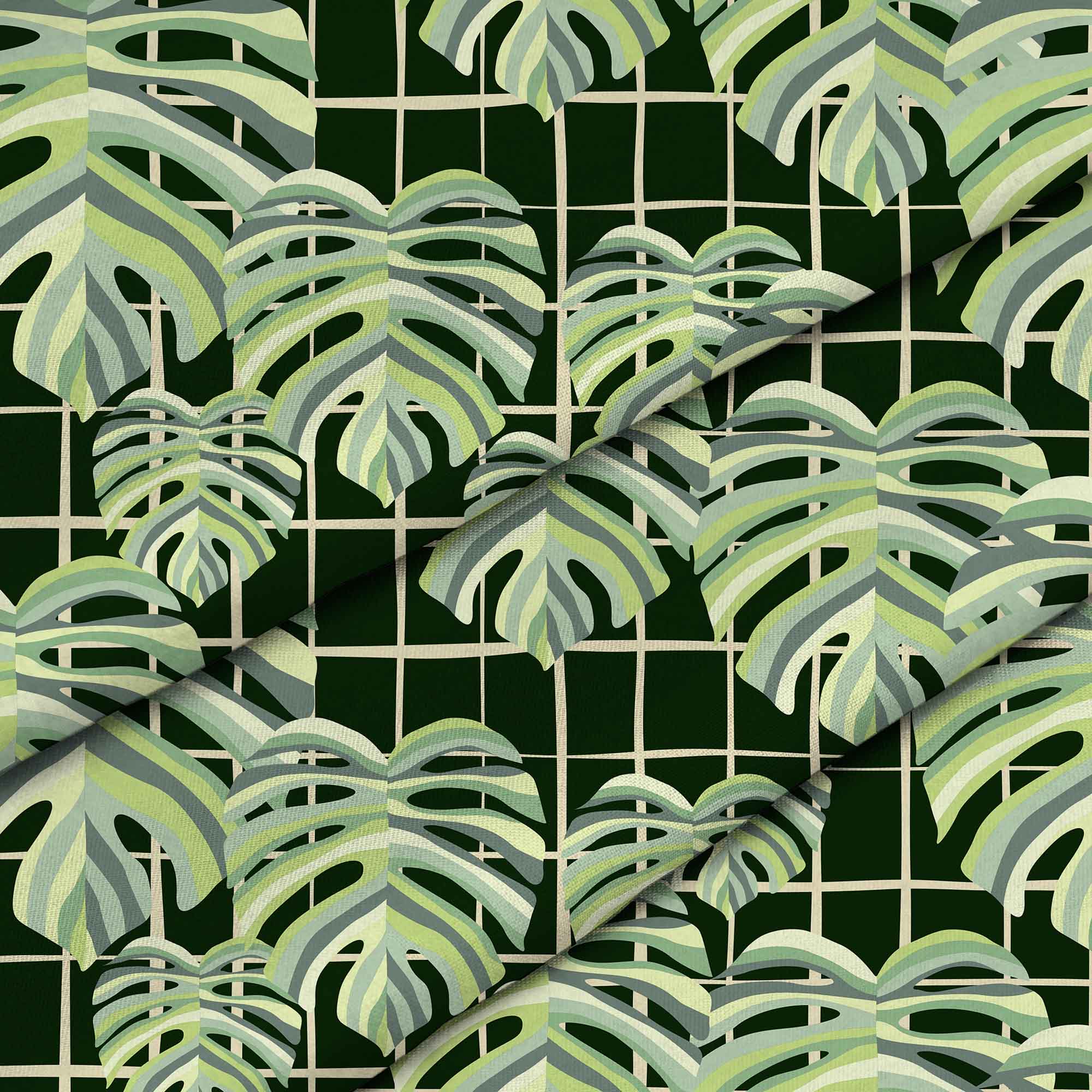 Mriežka Monstera Listy-Flat Mikrofibra