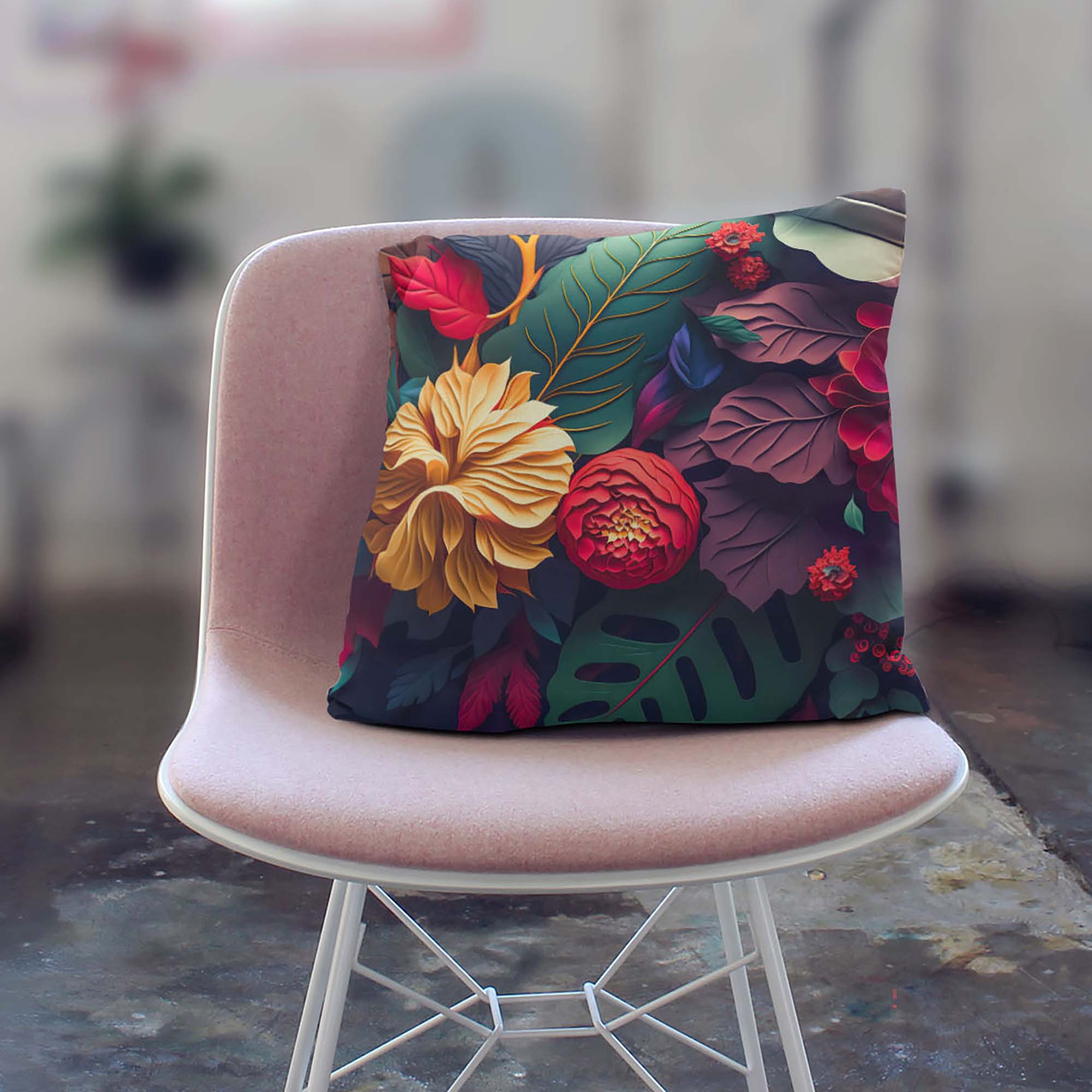 Exotic Flowers Pillow-Oxford