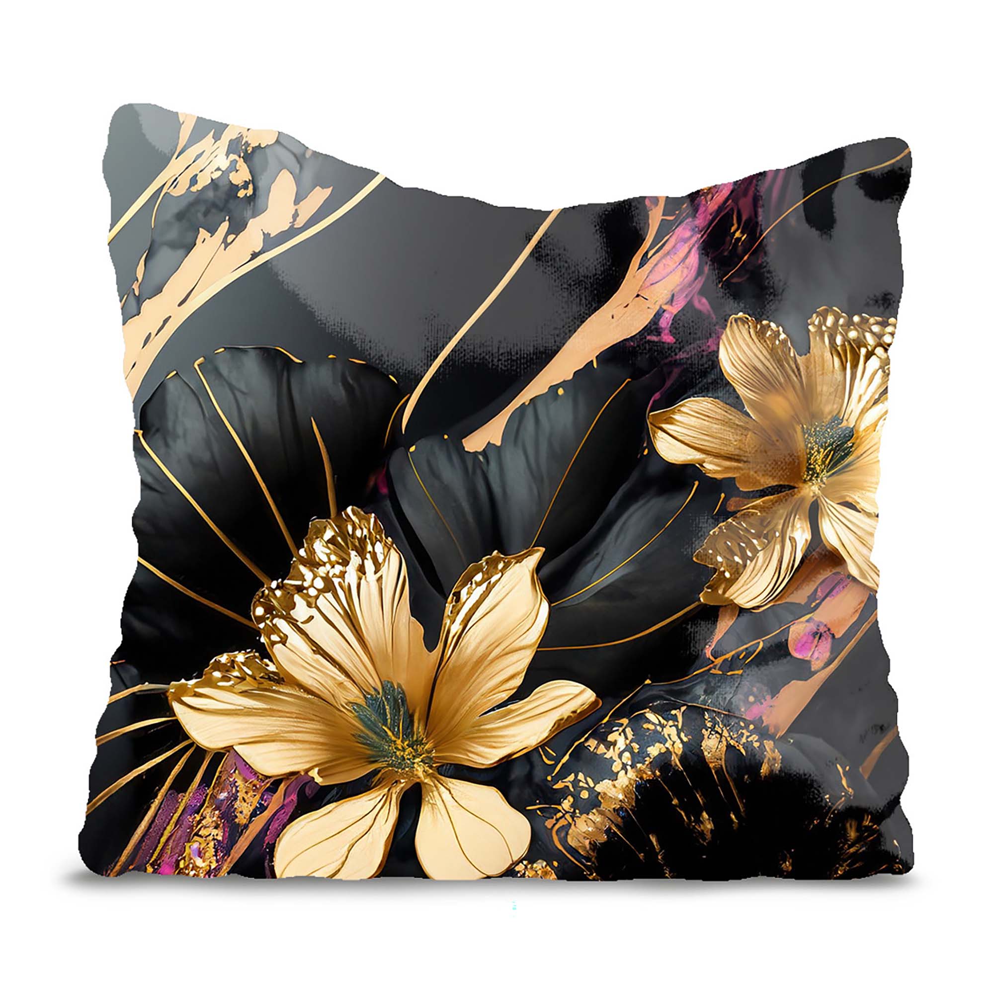 Marble Gold Gardens Pillow-Panama