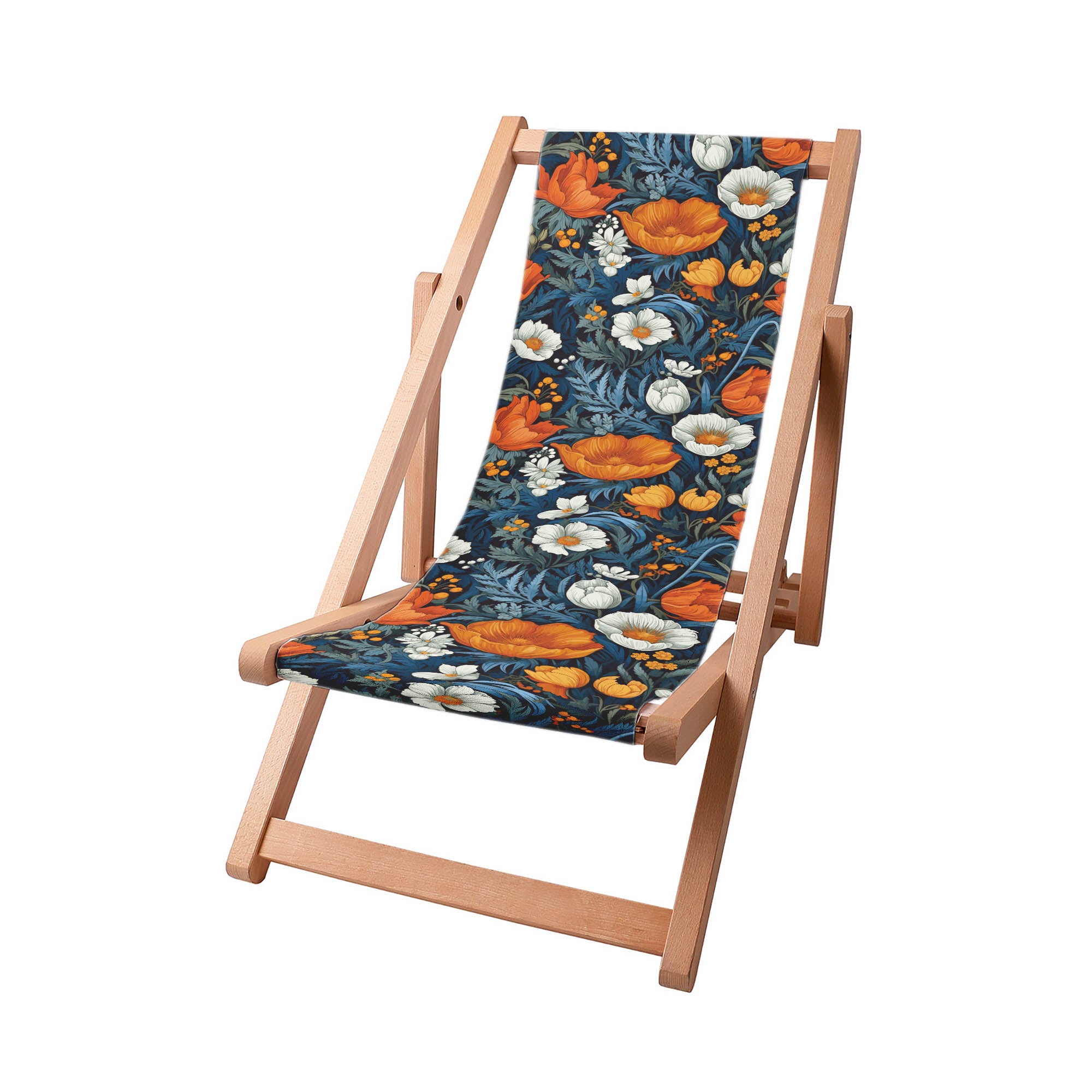 Wooden Deck Chair Flower Bombs-S