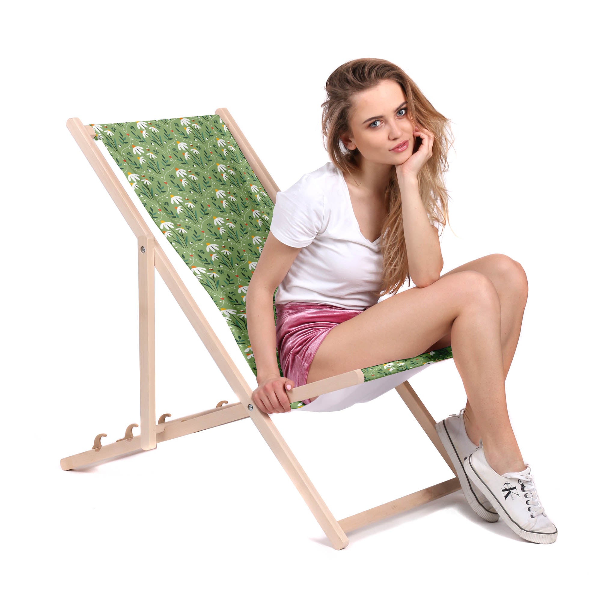 Leżak Drewniany Ornament Chamomile-M