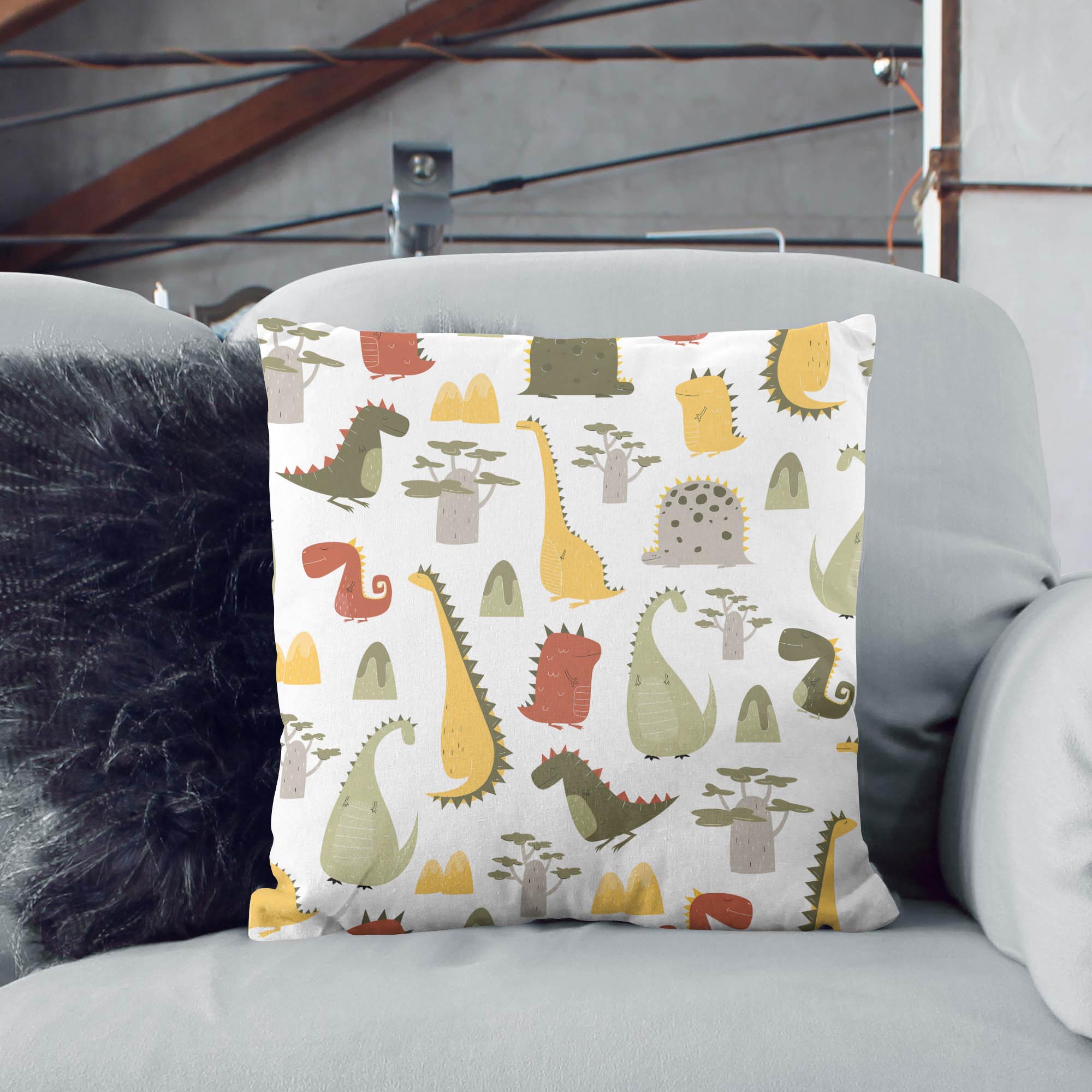 Kissen Cartoon-Stil Dinosaurier-Velvet