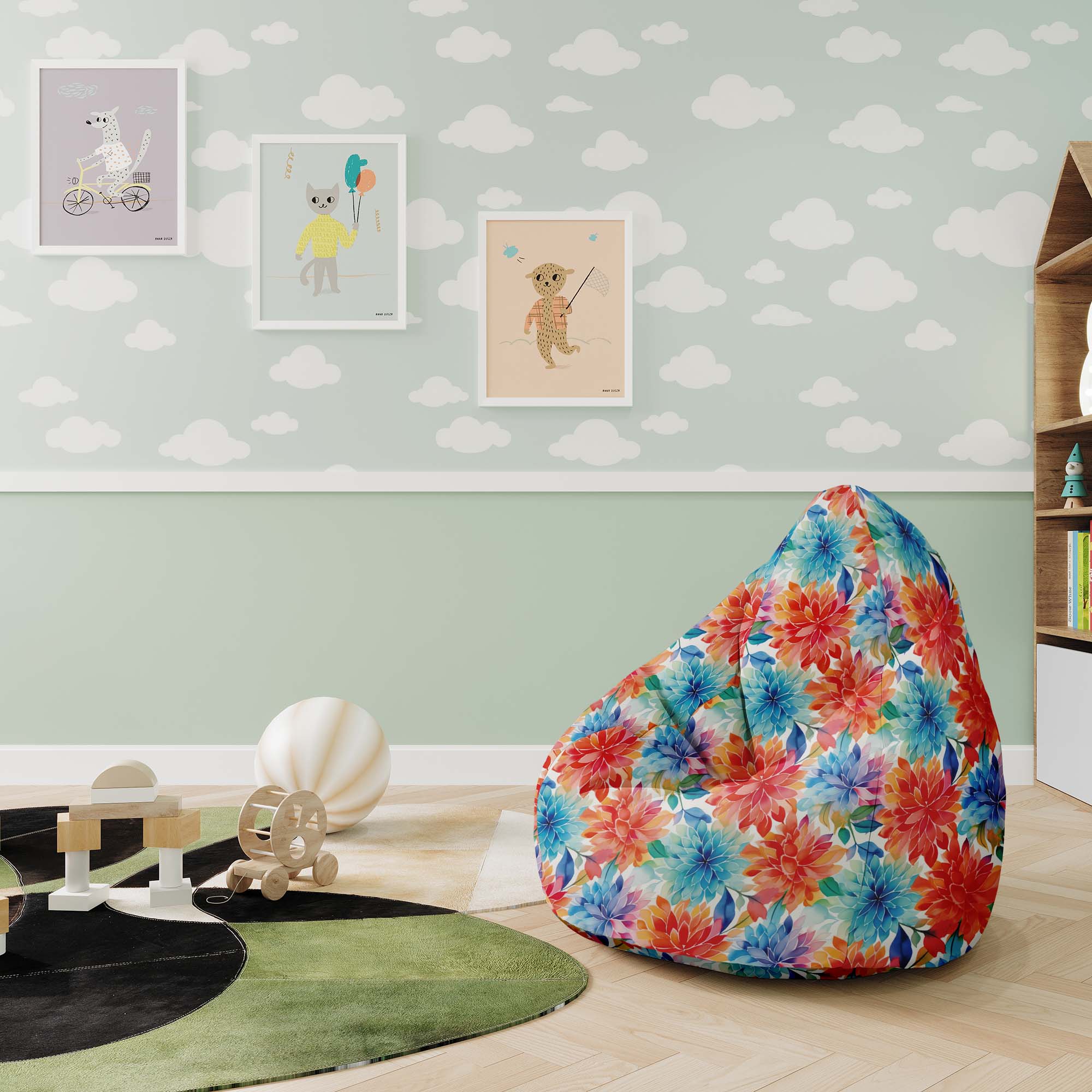 Pearshape Pouf Floral Background-M-Velvet