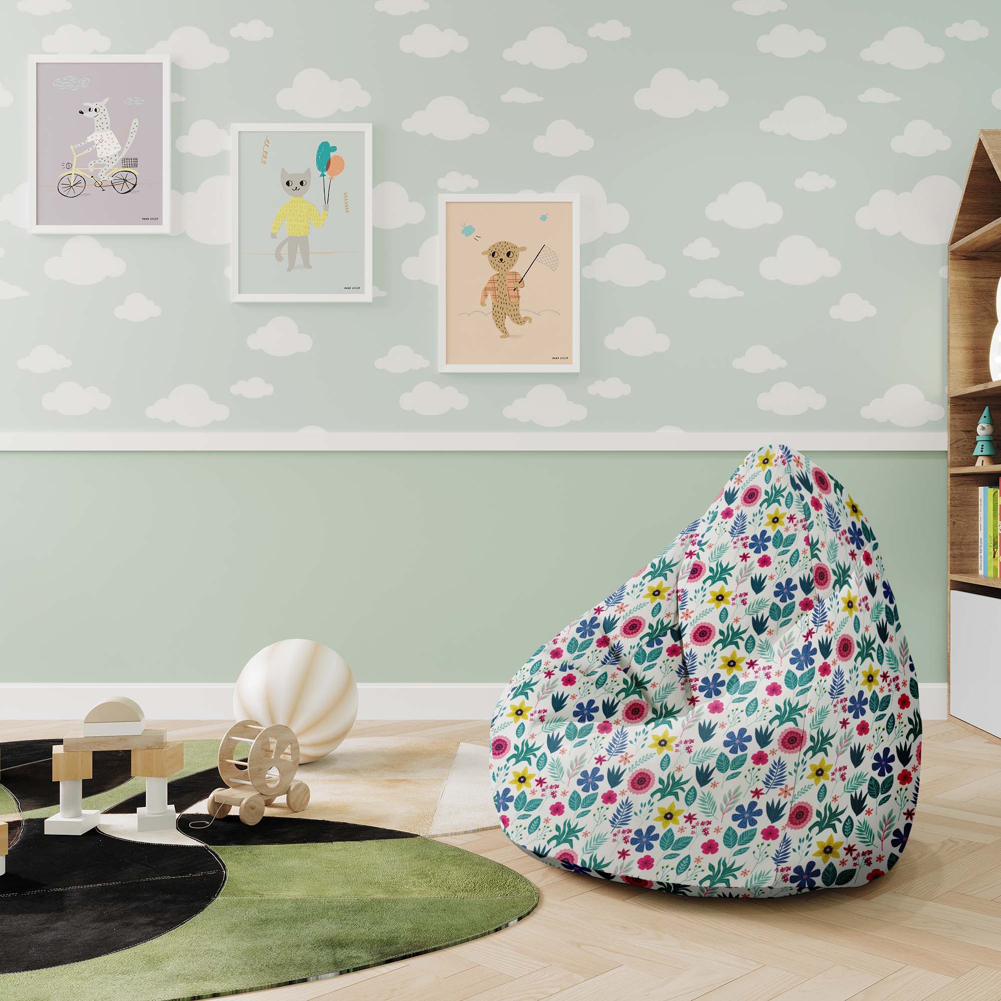 Puf Pearshape Floral Elegance -M-Velvet