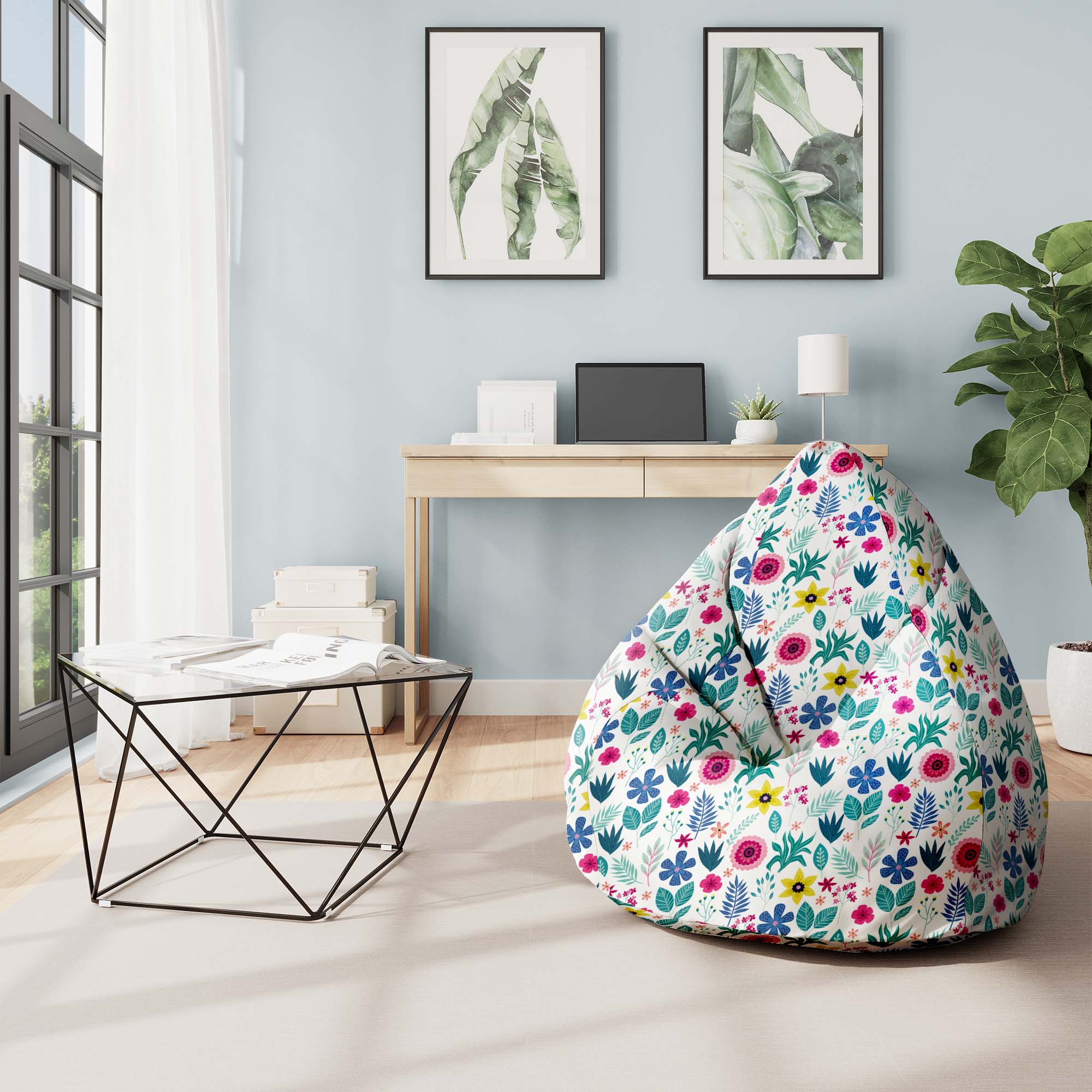 Puf Pearshape Floral Elegance -S-Velvet