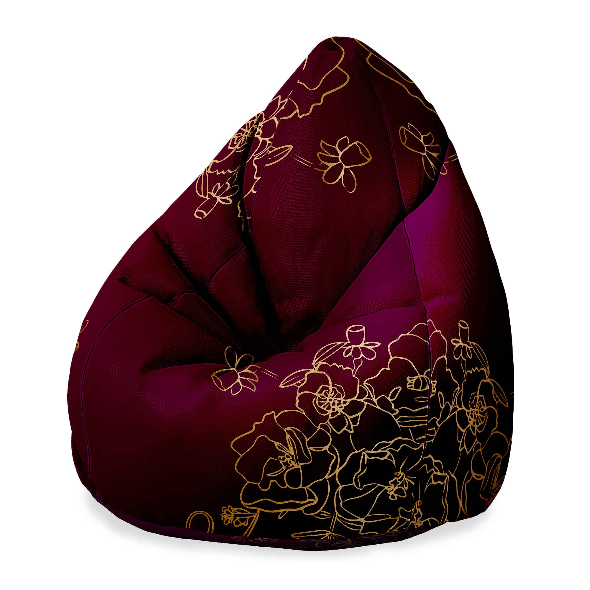 Puf Pearshape Gold Roses-M-Oxford