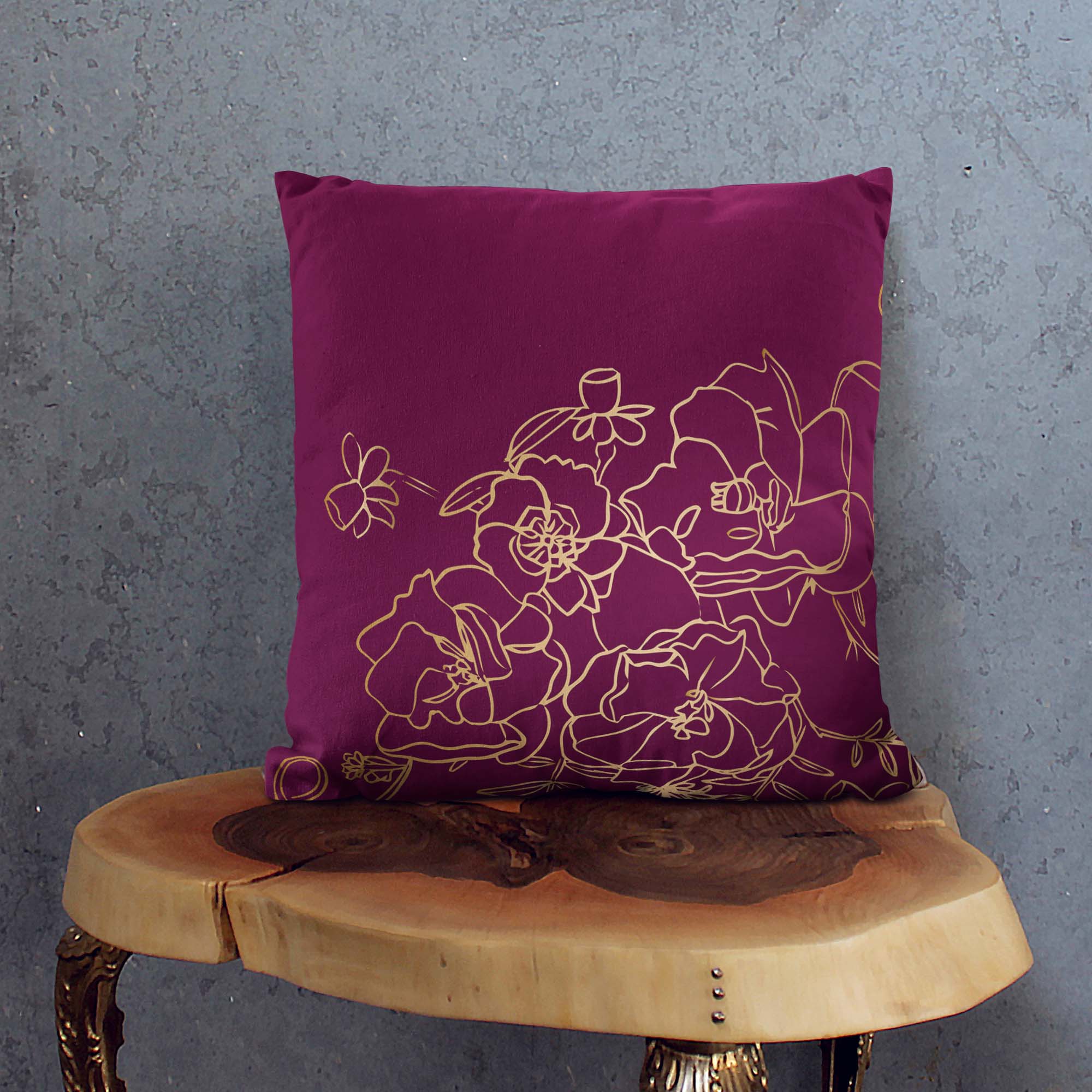 Gold Roses-Velvet Pillow