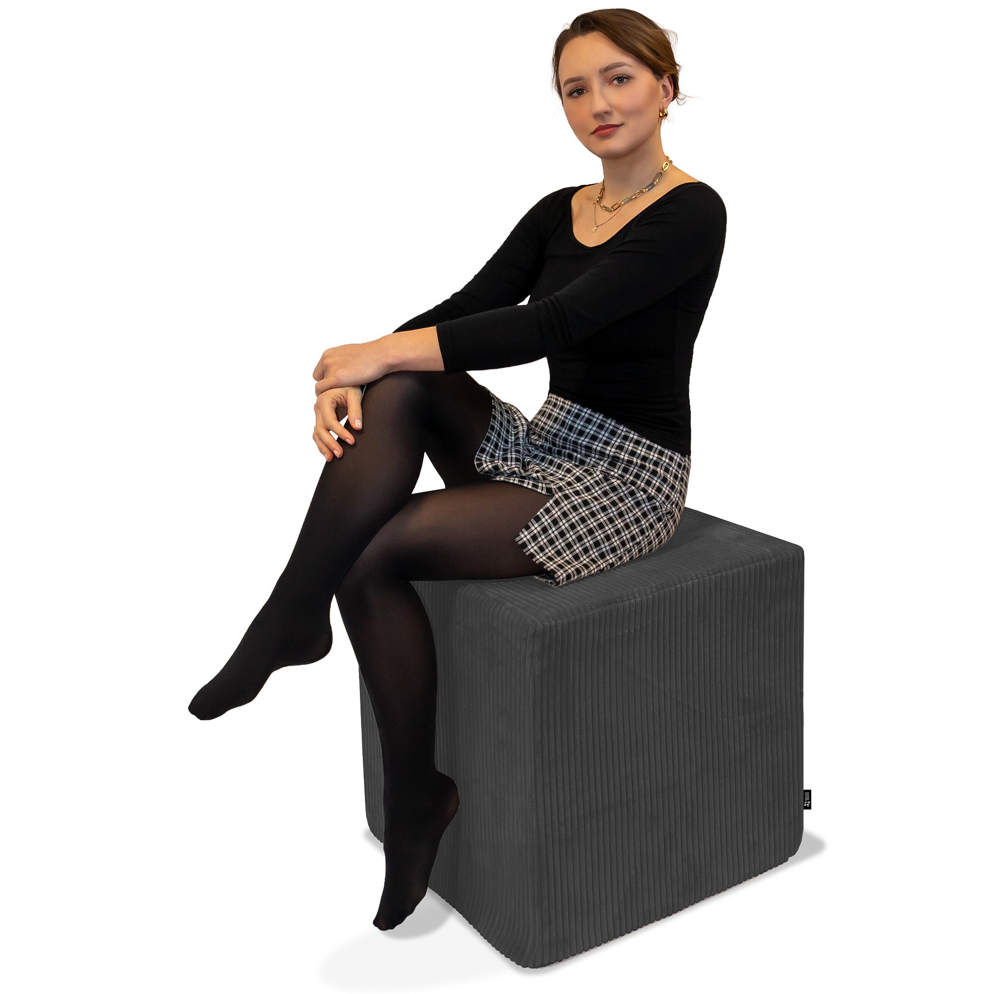Sitzpouf Qubik Granitgrau-50x50 CM