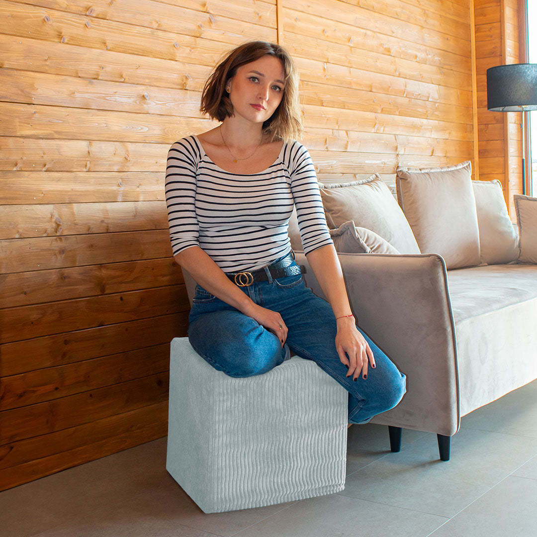 Puf Qubik Zelená ľalia-40x40 cm
