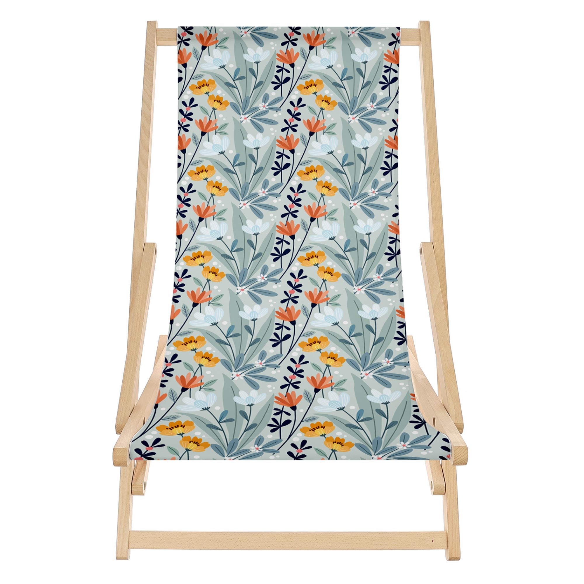 Rocking Deck Chair Handdrawn Flowers