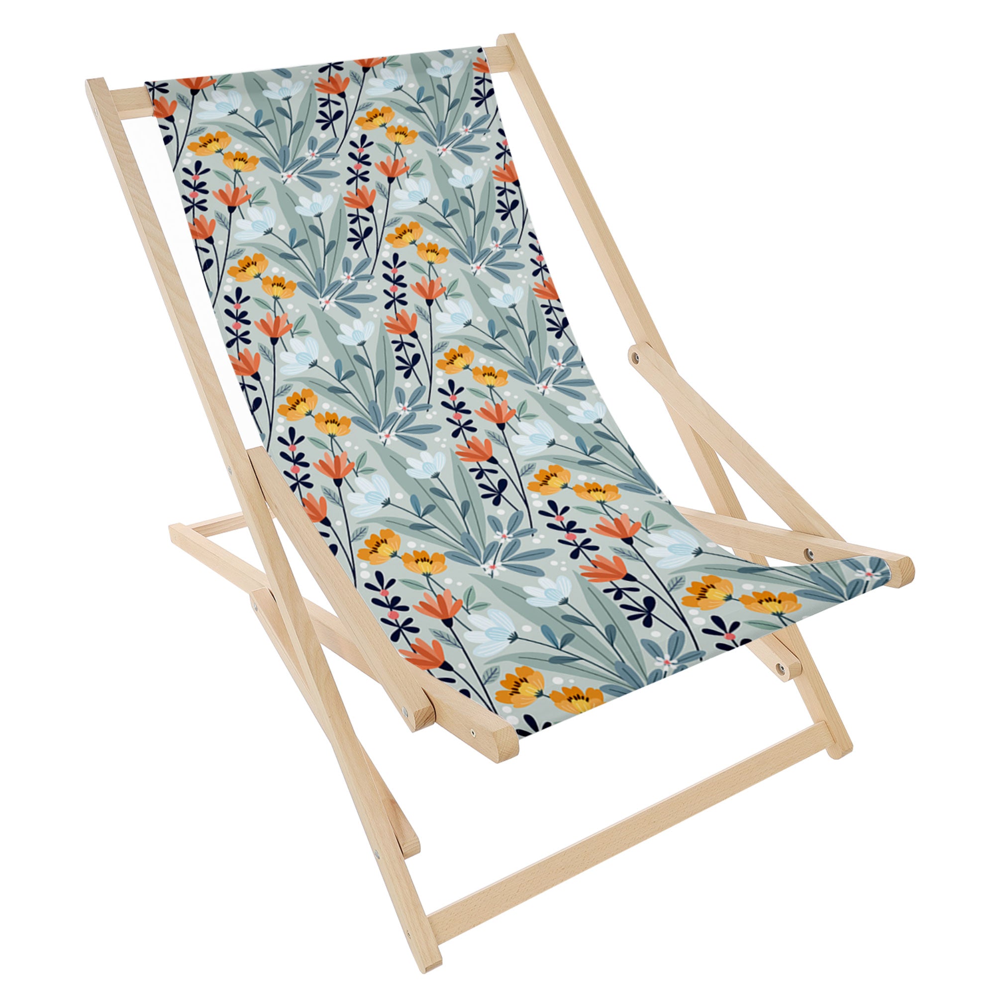 Rocking Deck Chair Handdrawn Flowers