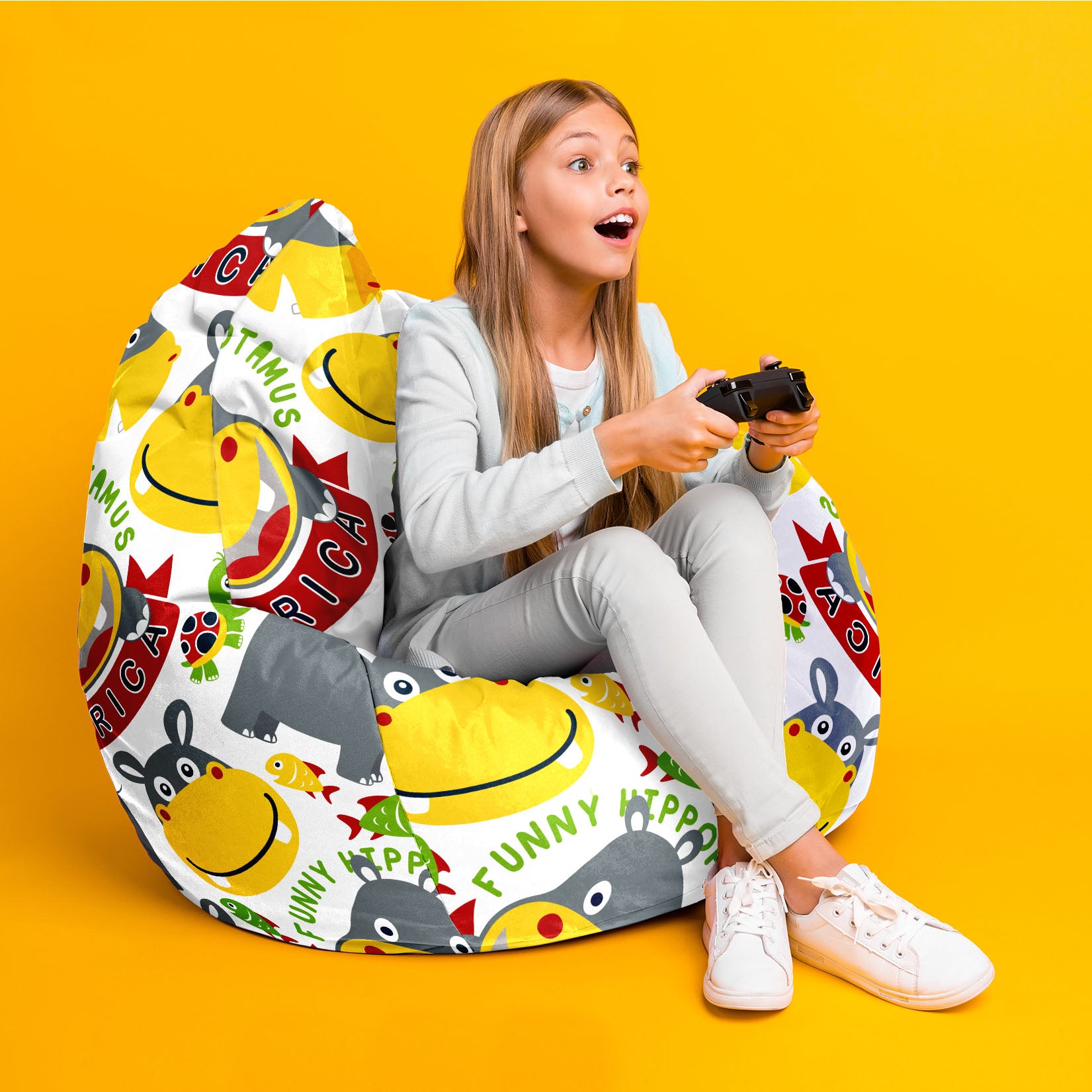 Puf Pearshape Šťastný hrošík