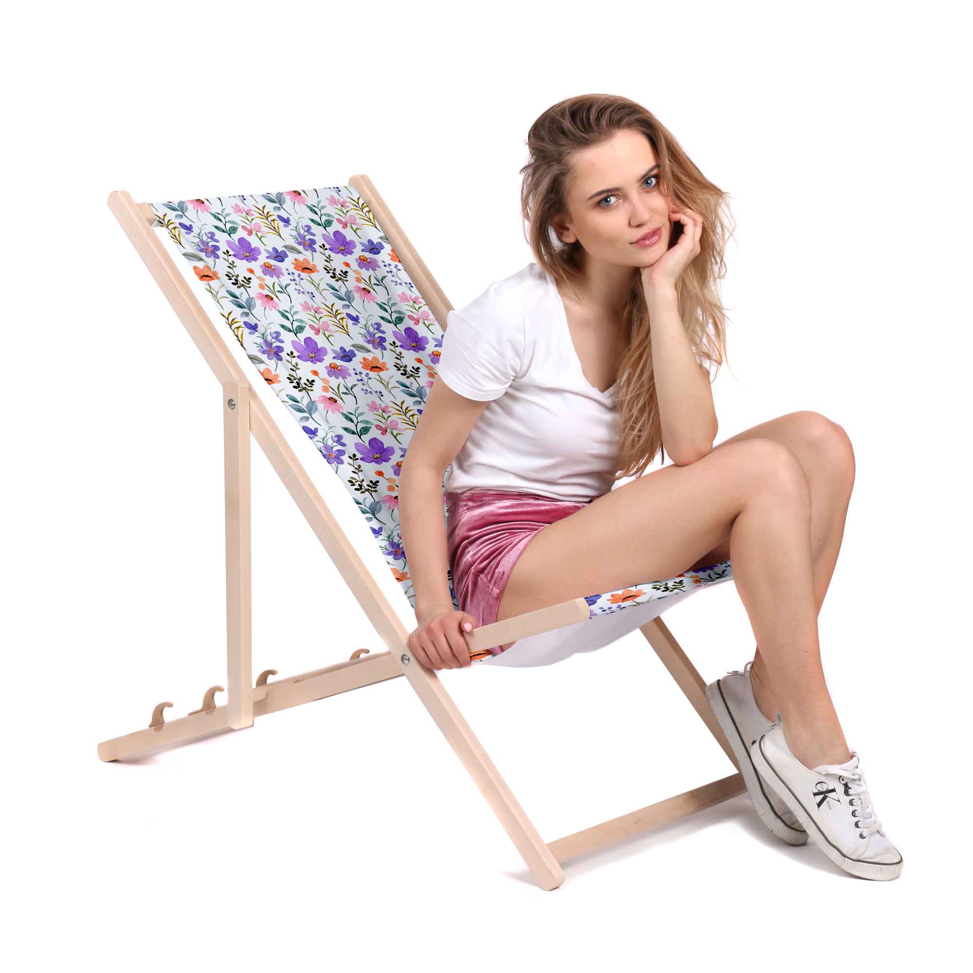 Wooden Deck Chair Land of Flowers-S