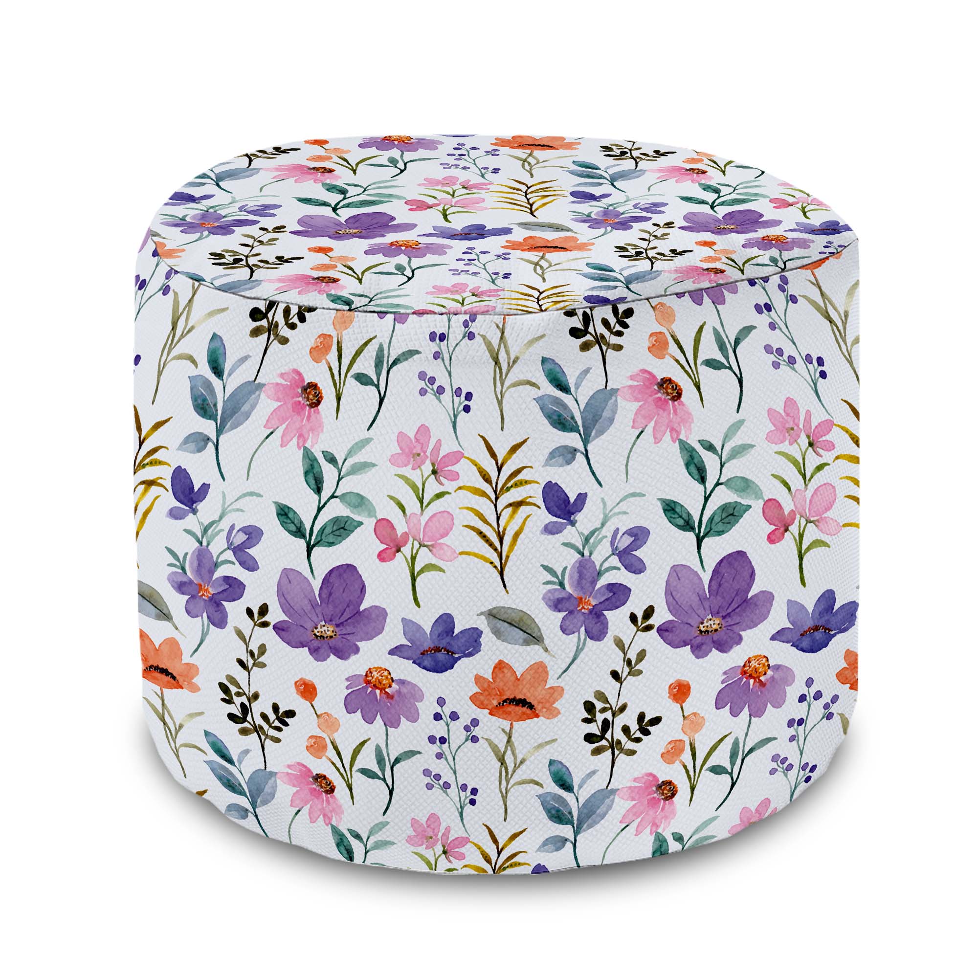 Runder Hocker Fußhocker Land der Blumen-Velvet
