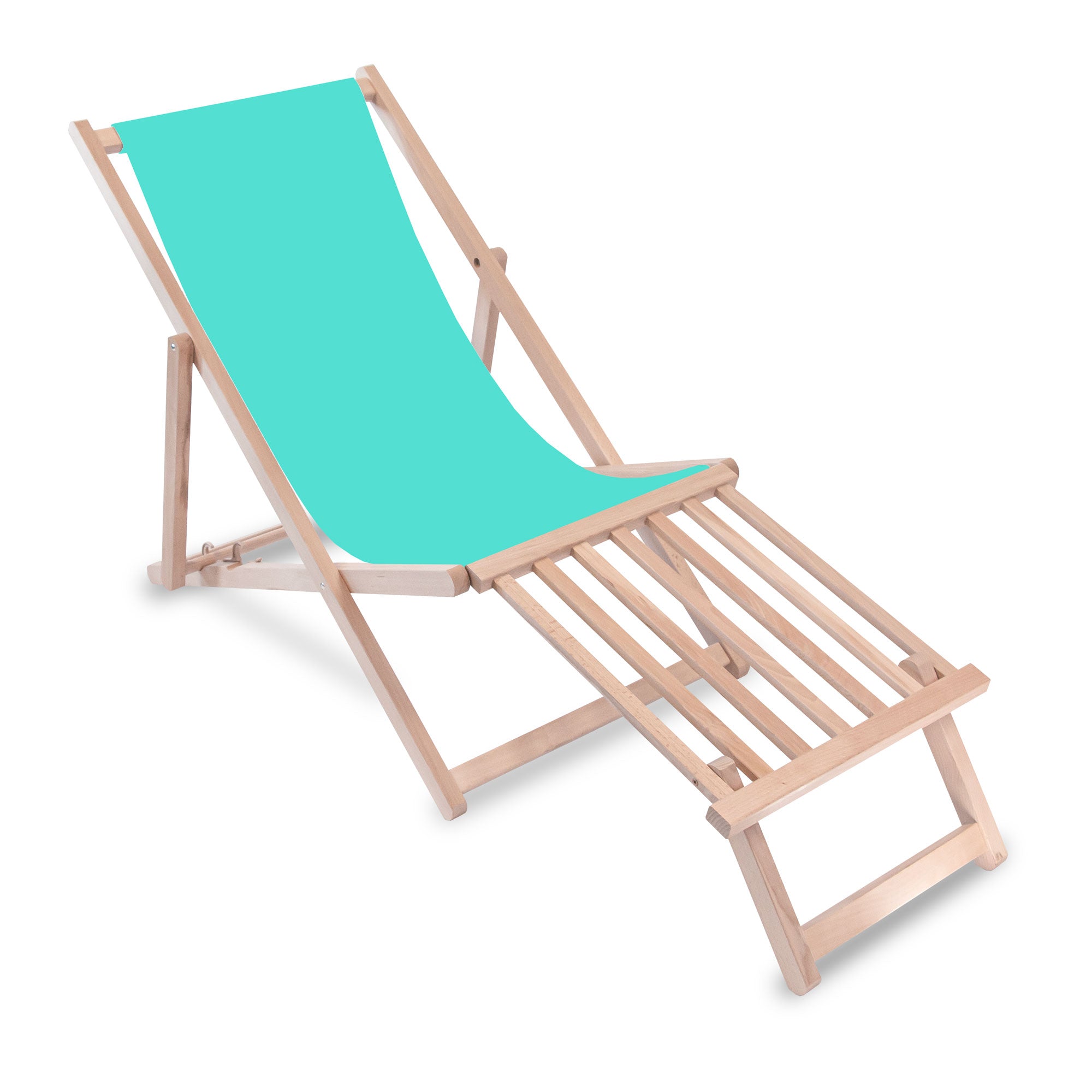 Wooden deck chair with wooden footrest Lazur