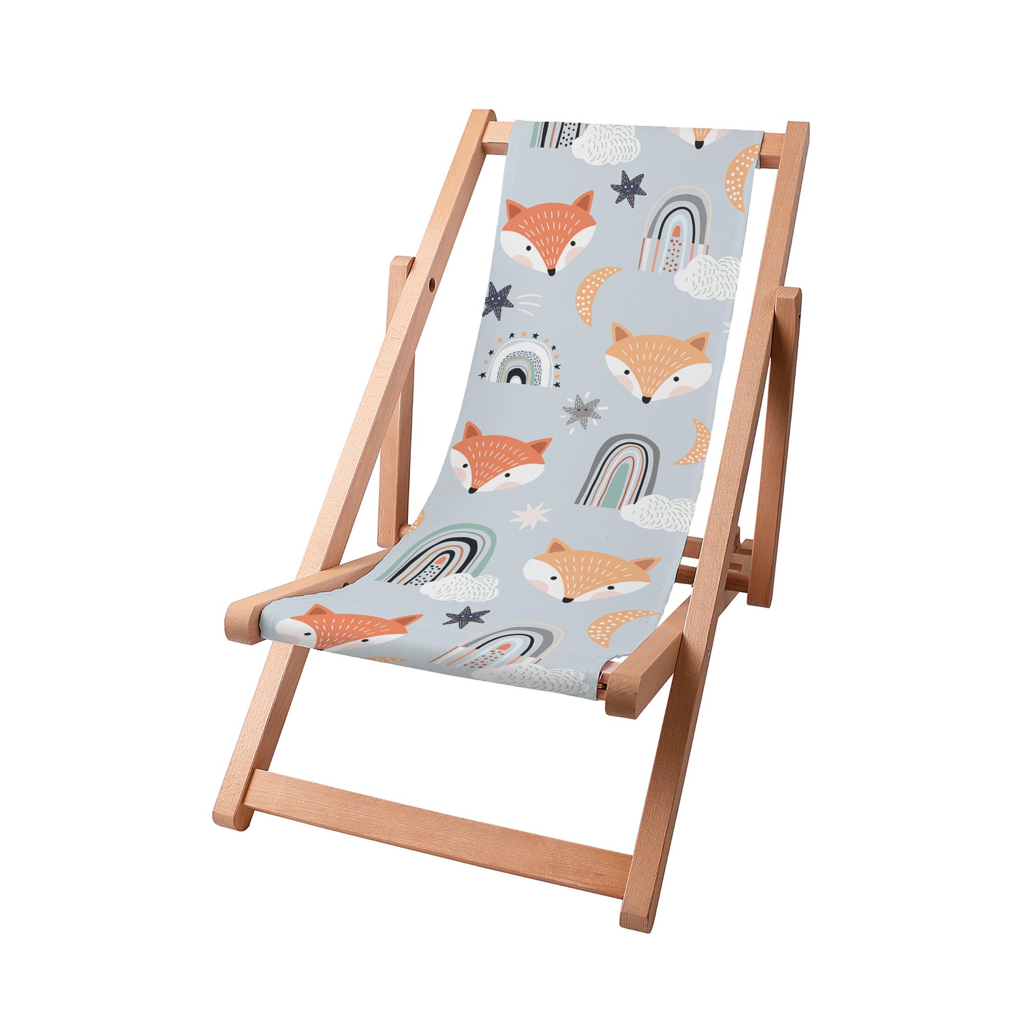 Wooden deck chair Foxes Pastel