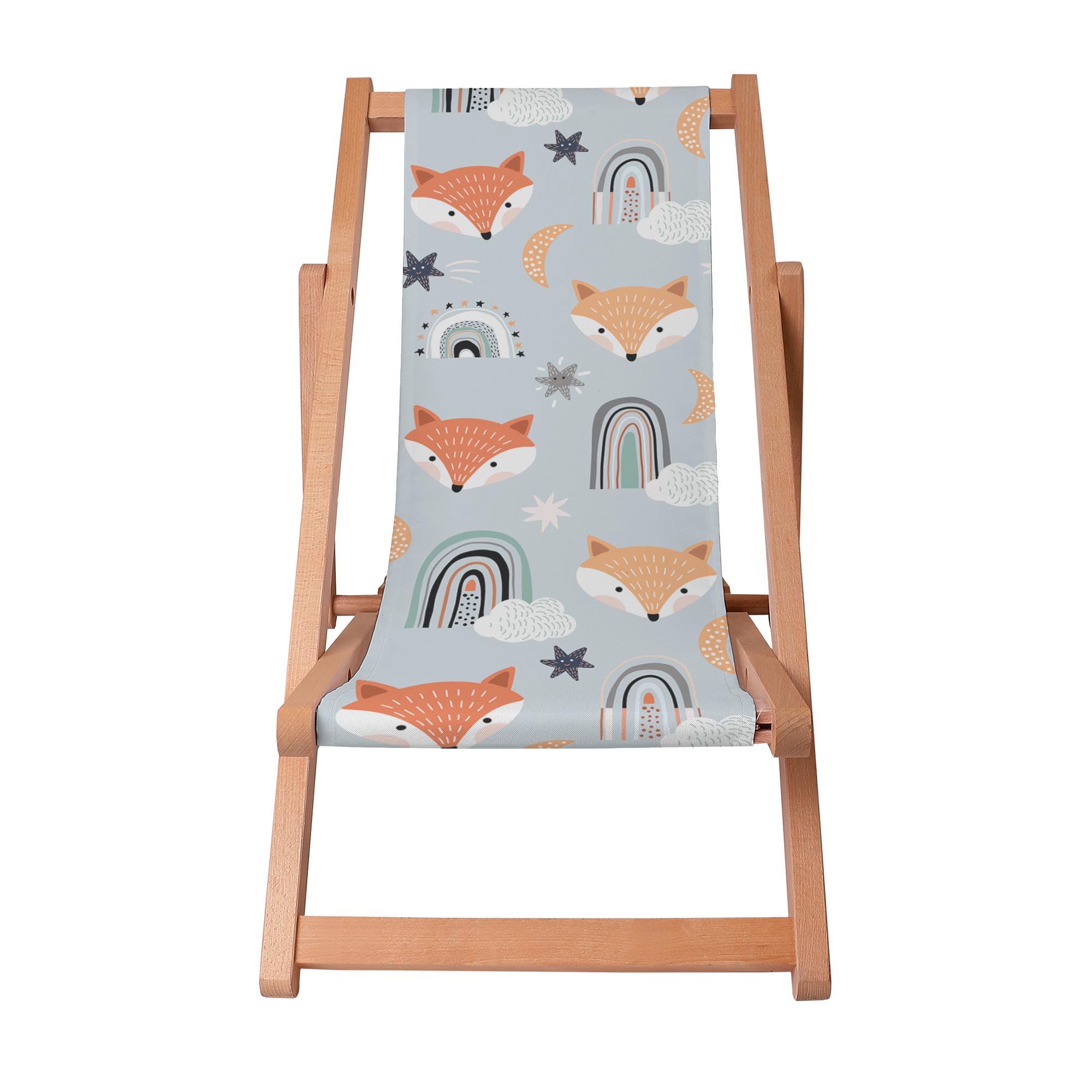 Wooden deck chair Foxes Pastel