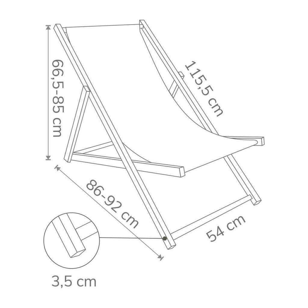 Holzliegestuhl Leinenimitation Desert Sand-S