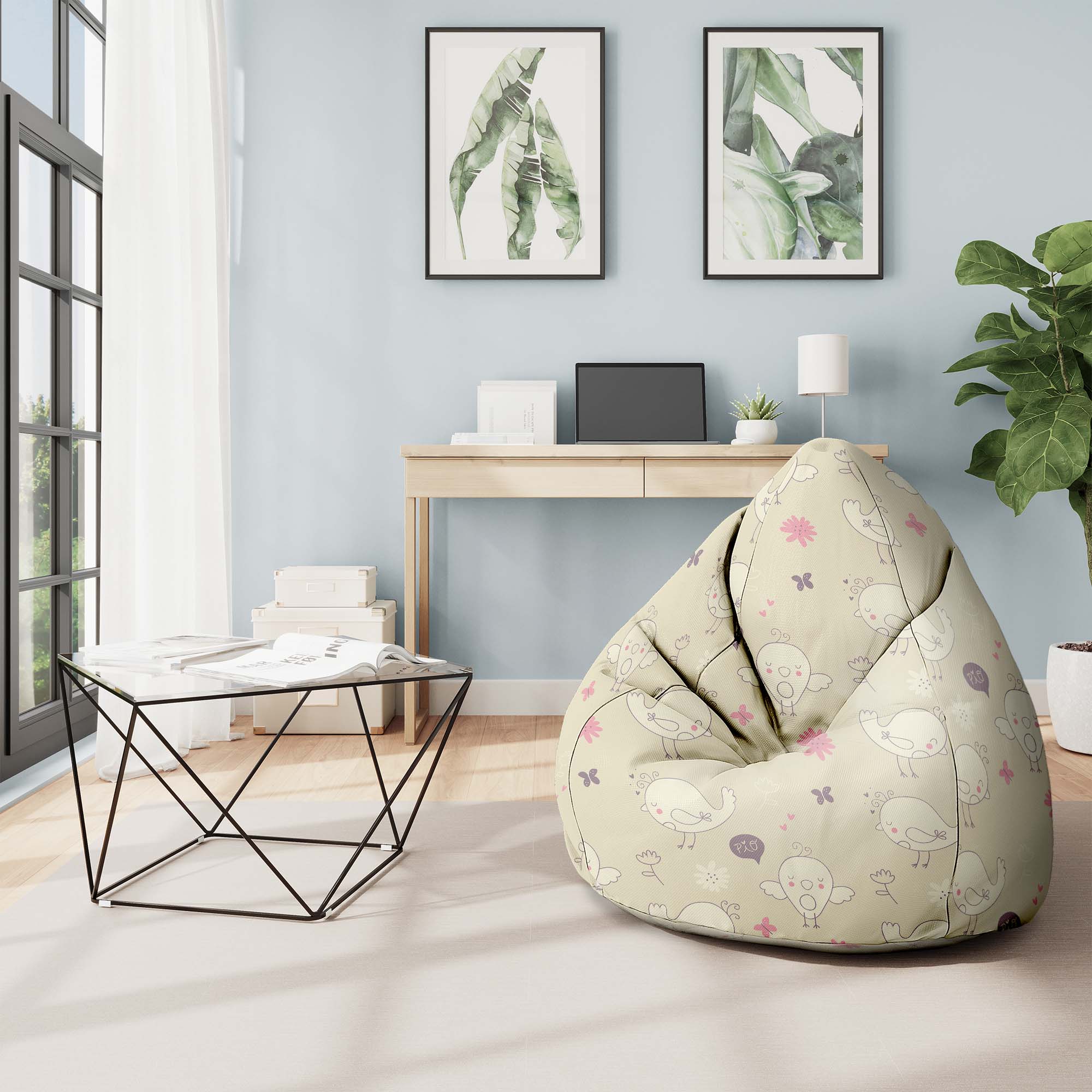 Puf Pearshape Little Birds-S