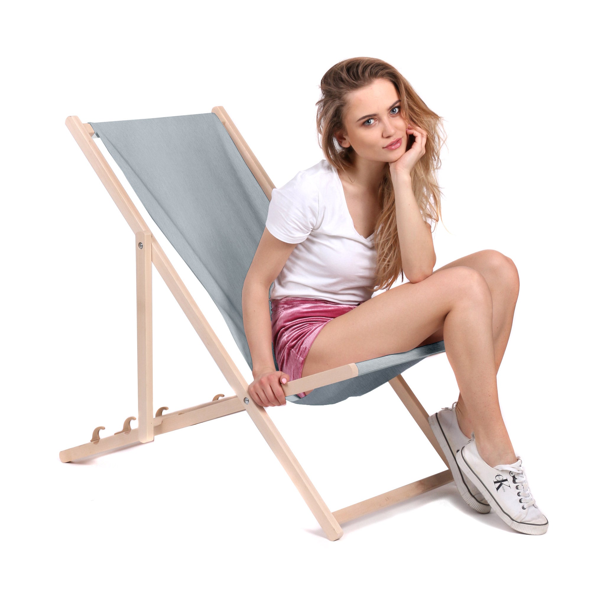 Liegestuhl aus Holz Imitation Jeans Moonlight Veil-S