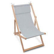 Wooden Deck Chair with Cushion Denim Imitation Moonlight Veil-S