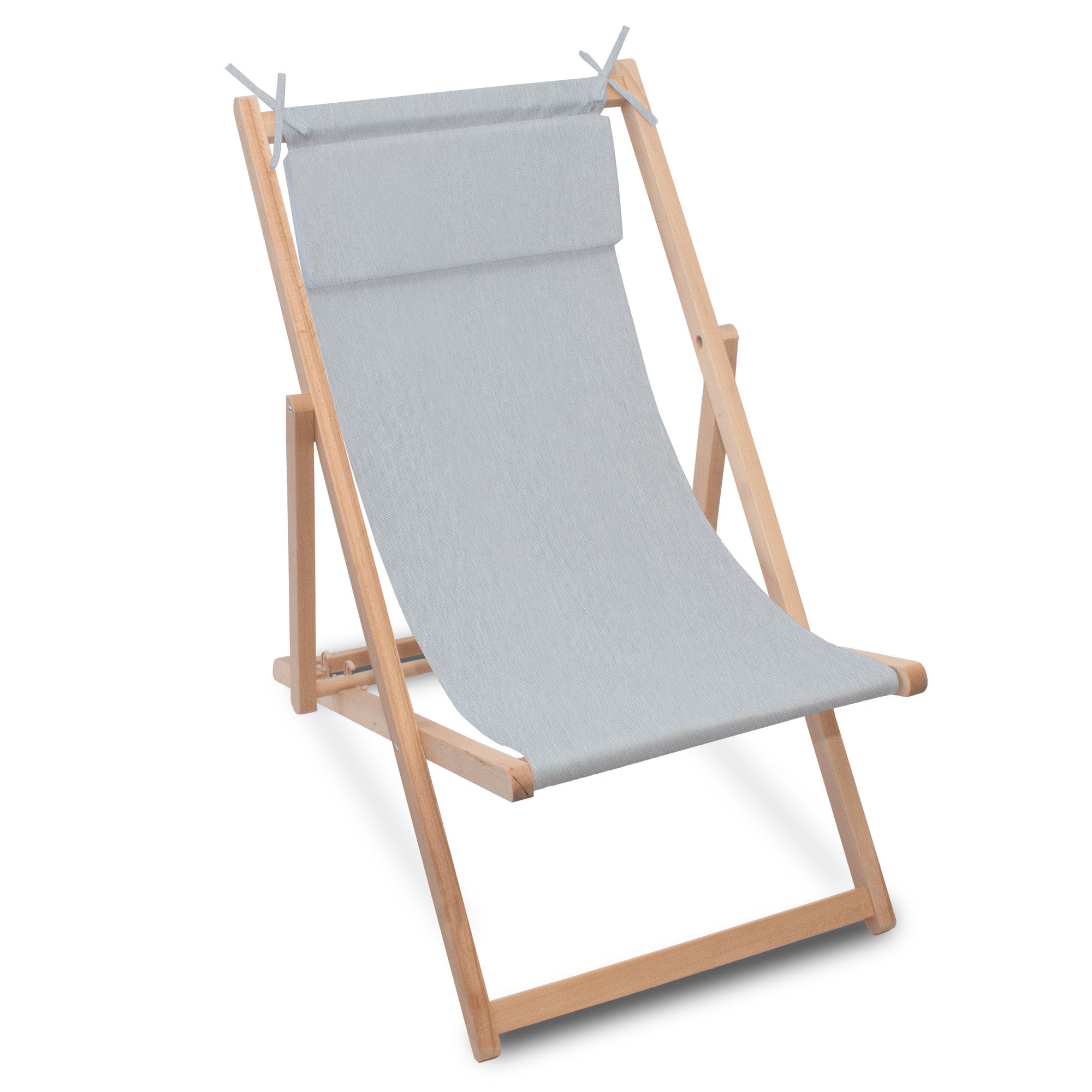 Wooden Deck Chair with Cushion Denim Imitation Moonlight Veil-S