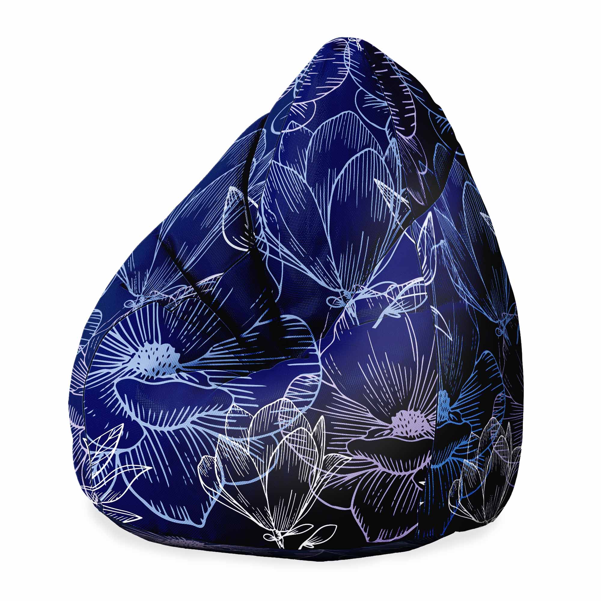 Puf Pearshape Navy Flowers-Zamat