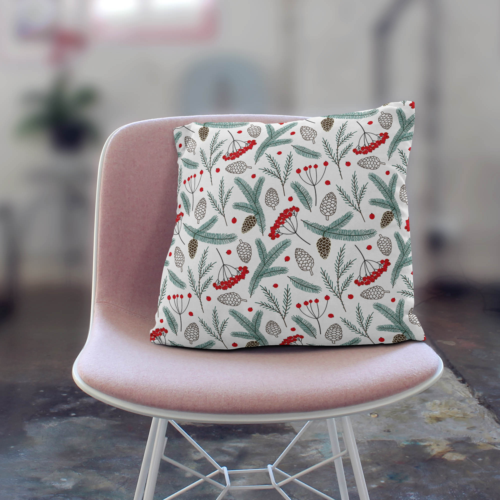 Pillow Pine Cones and Berries-Velvet