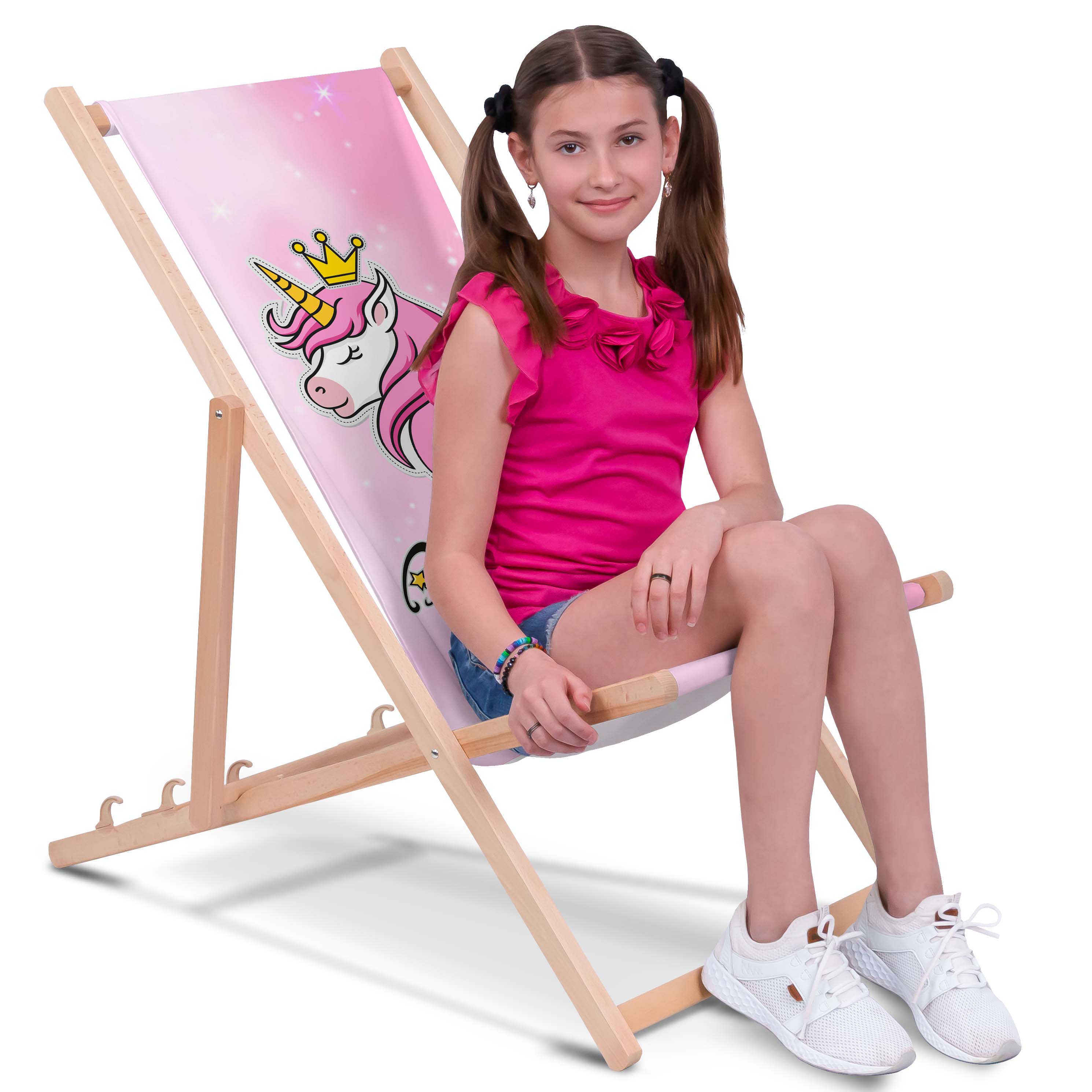 Princess Unicorn-S Wooden Deck Chair