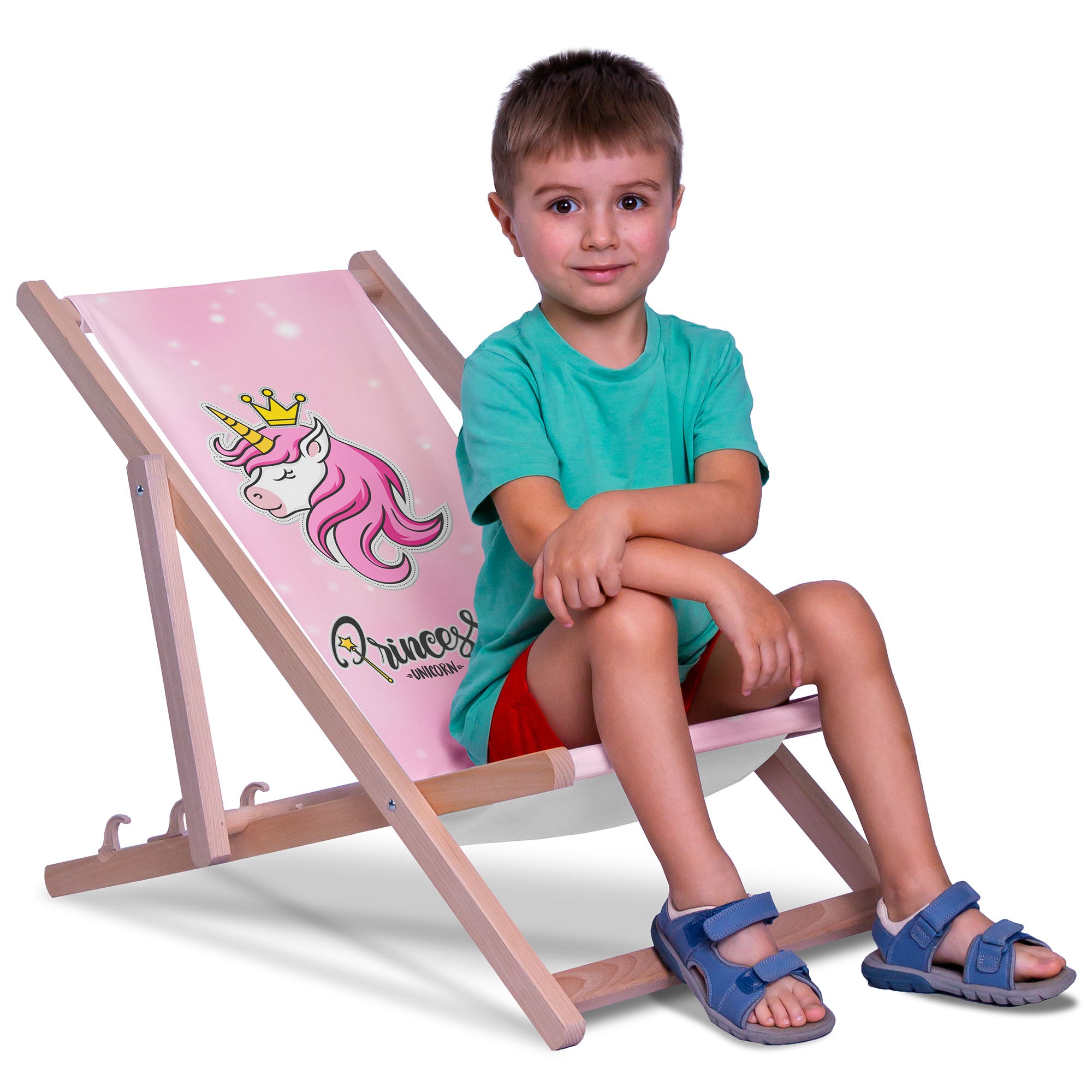 Princess Unicorn-S Wooden Deck Chair
