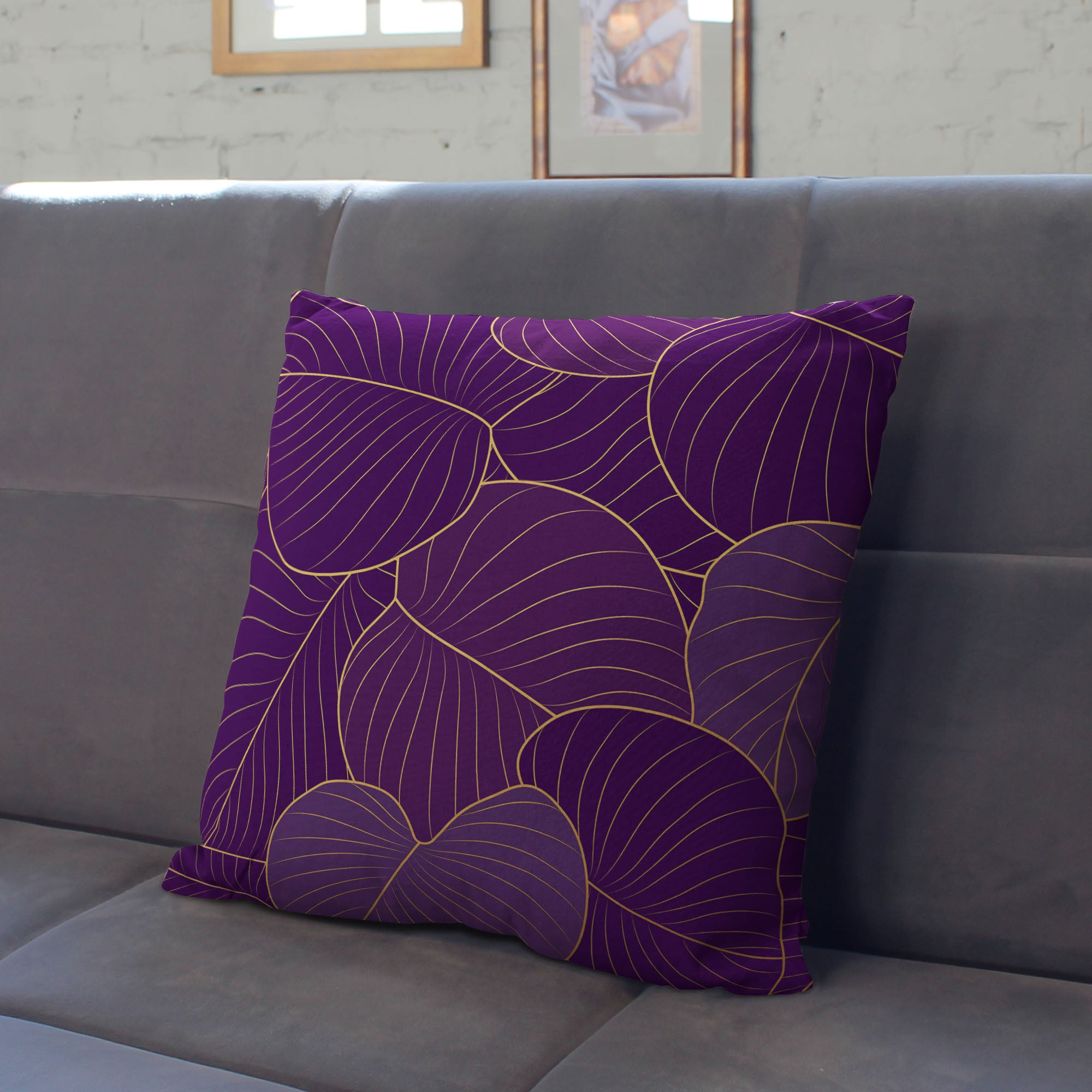 Poduszka Purple Leaves-Velvet
