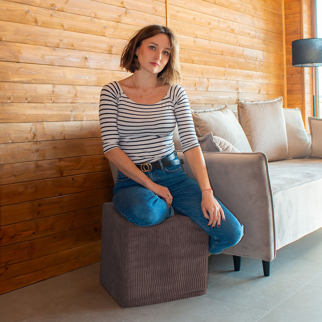 Qubik Roasted Cocoa Pouf-40x40 cm