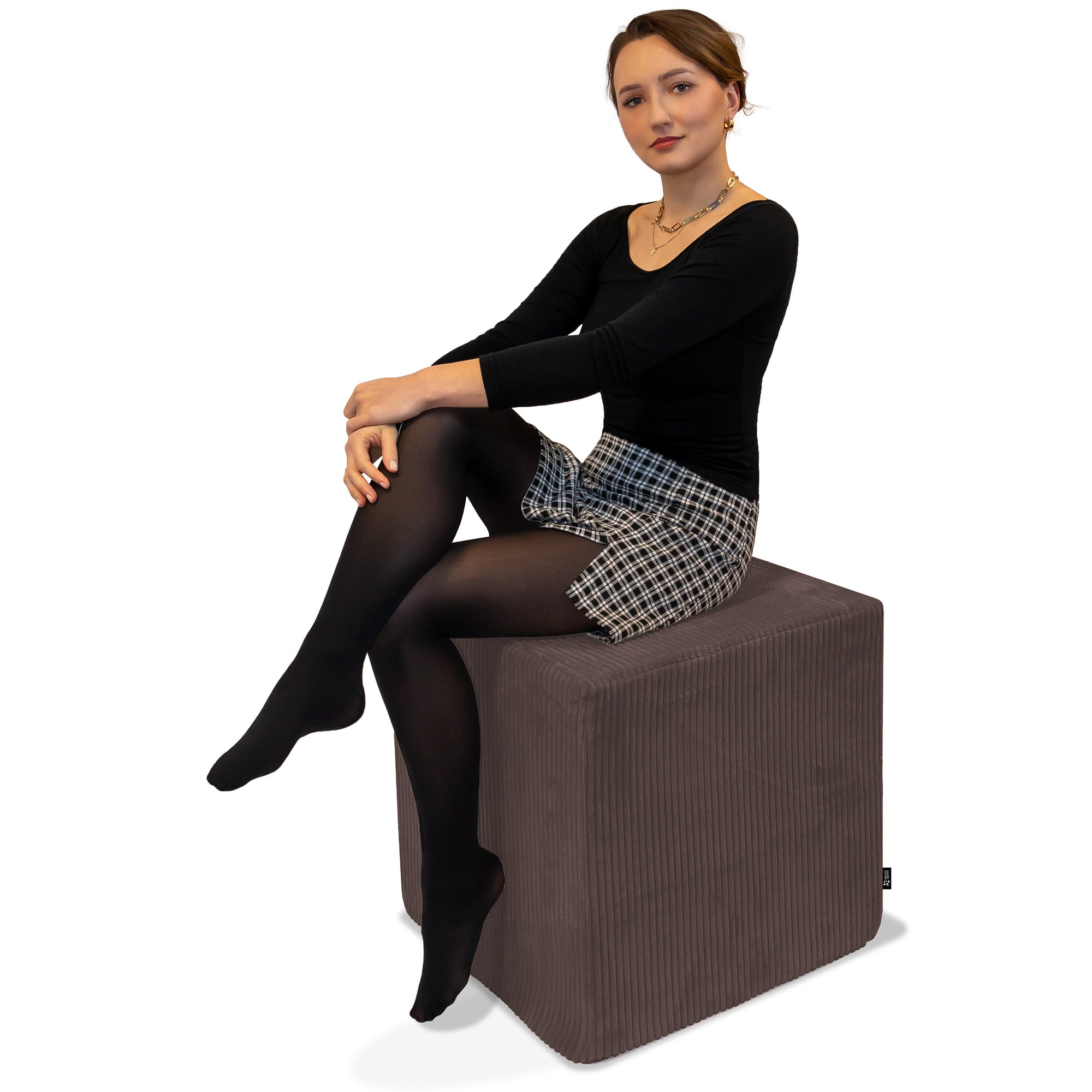 Qubik Roasted Cocoa Pouf-40x40 cm