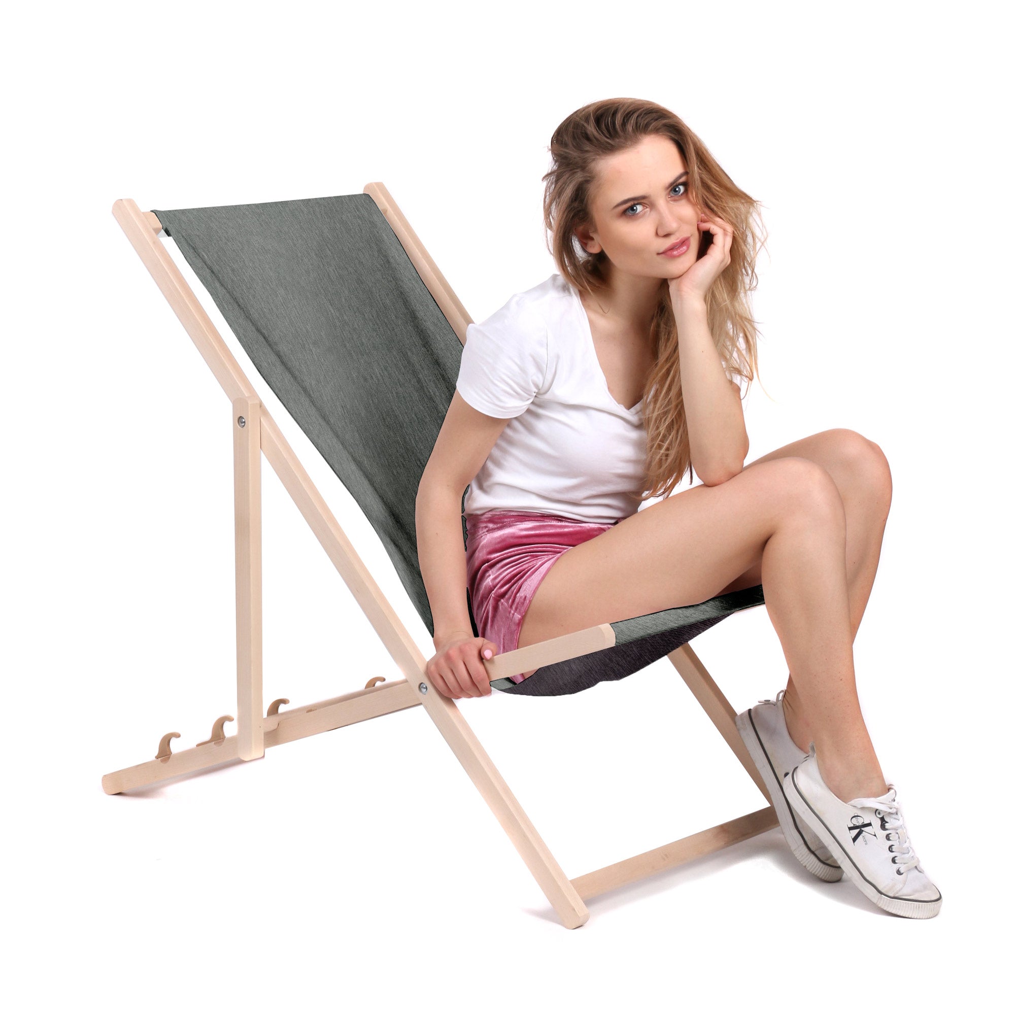 Dřevěné lehátko imitace džínoviny Sandy Dune-S