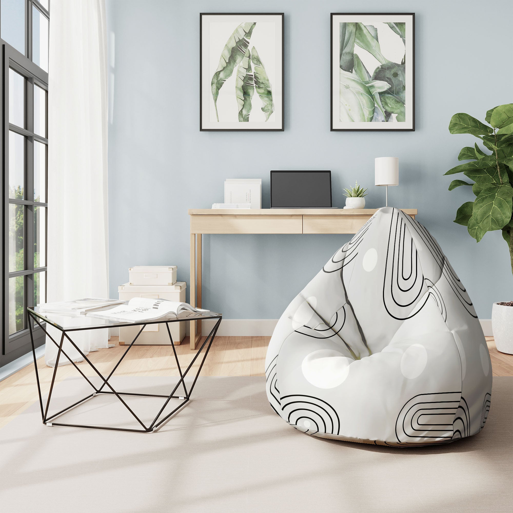 Pearshape Pouf Scandinavian Abstract-Velvet